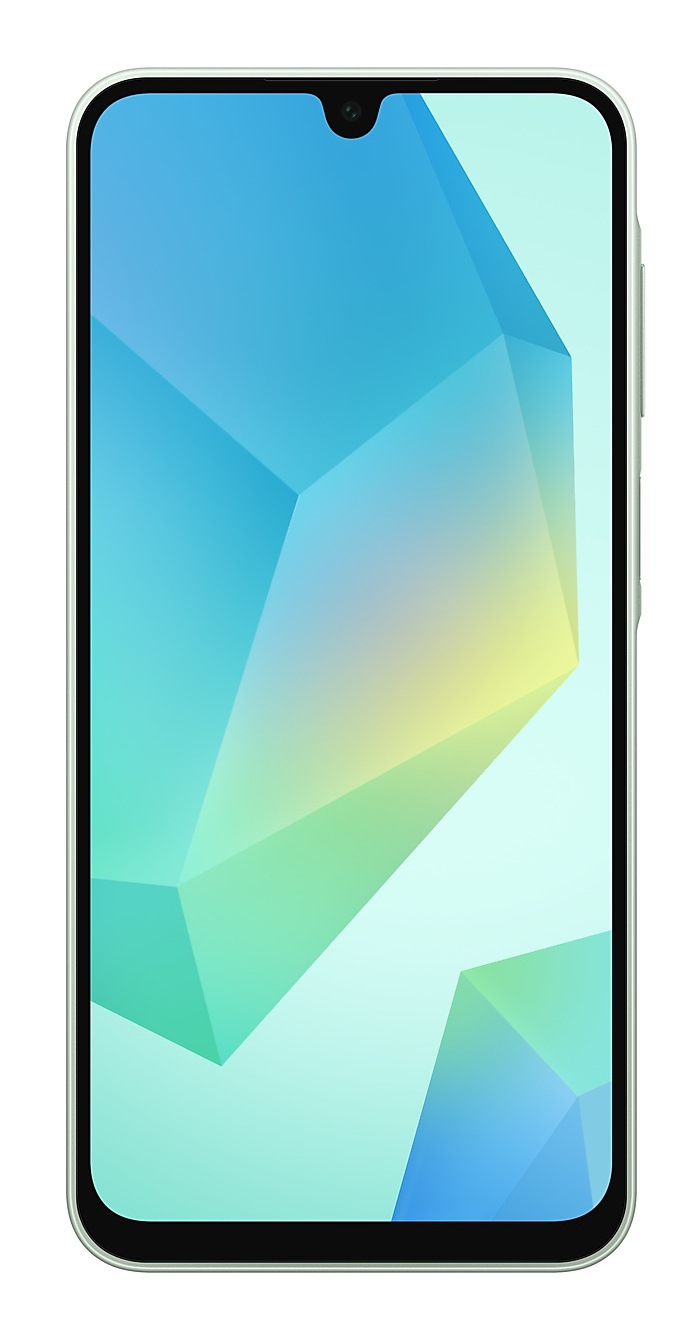 Smartfon z dużym ekranem pokazujący kolorowy, abstrakcyjny obraz.