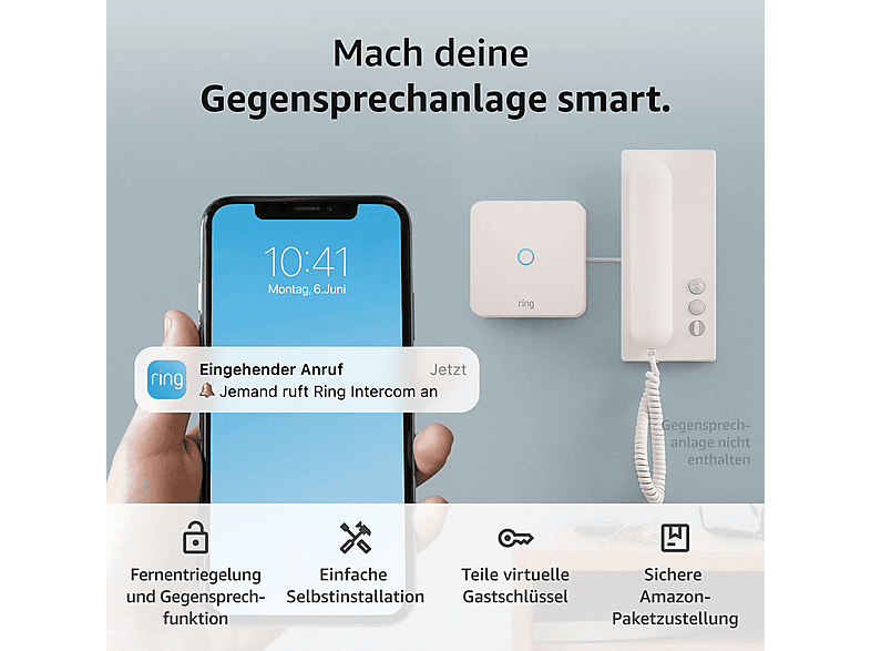 RING Video Doorbell Wired - Türklingel, FHD, WLAN, Nachtsicht, Festverdrahtete Installation, Schwarz Türklingel — Foto 2 von 5