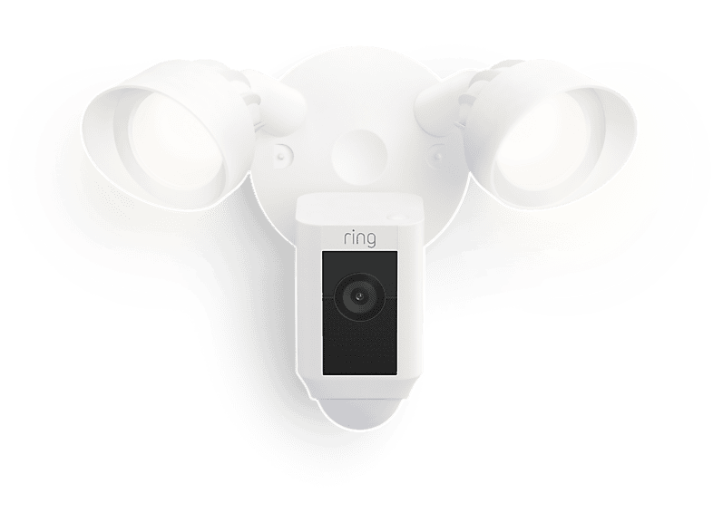 RING Floodlight Cam Wired Plus, Überwachungskamera (Anzahl Kameras: 1, für Außen, Nachtsichtfunktion, Netzbetrieb, Full-HD, Weiß)
