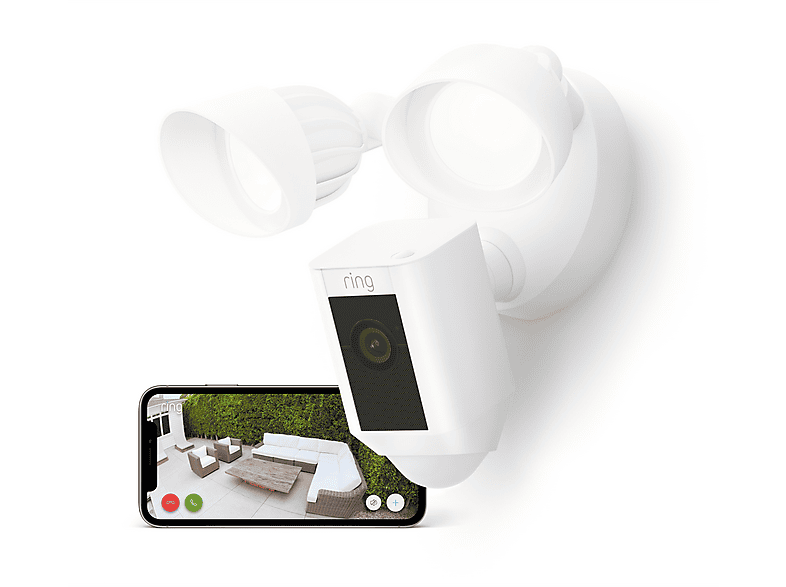RING Floodlight Cam Wired Plus, Überwachungskamera (Anzahl Kameras: 1, für Außen, Nachtsichtfunktion, Netzbetrieb, Full-HD, Weiß) — Foto 2 von 5