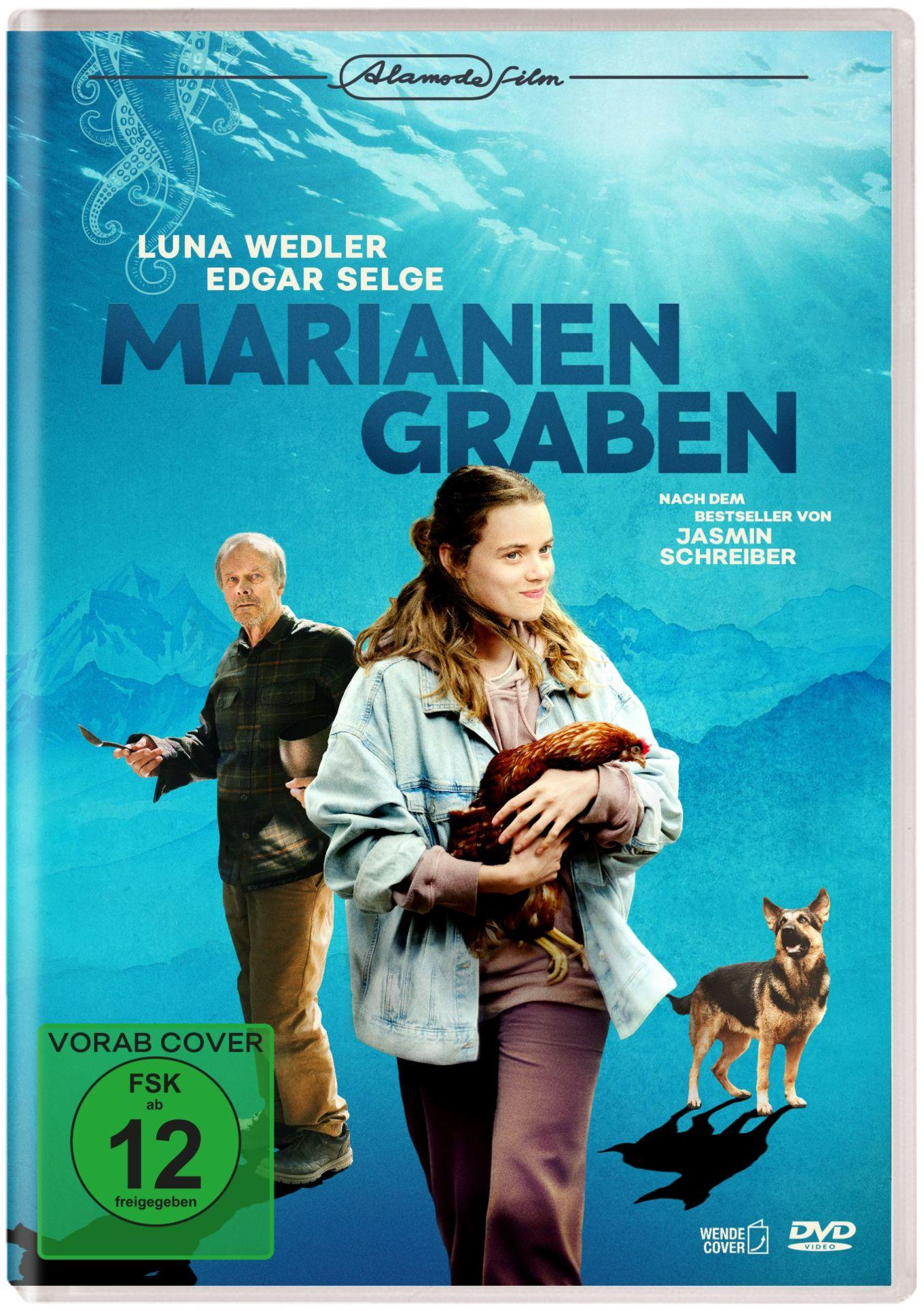 Filmplakat mit Personen, einem Hund und einem DVD-Cover.