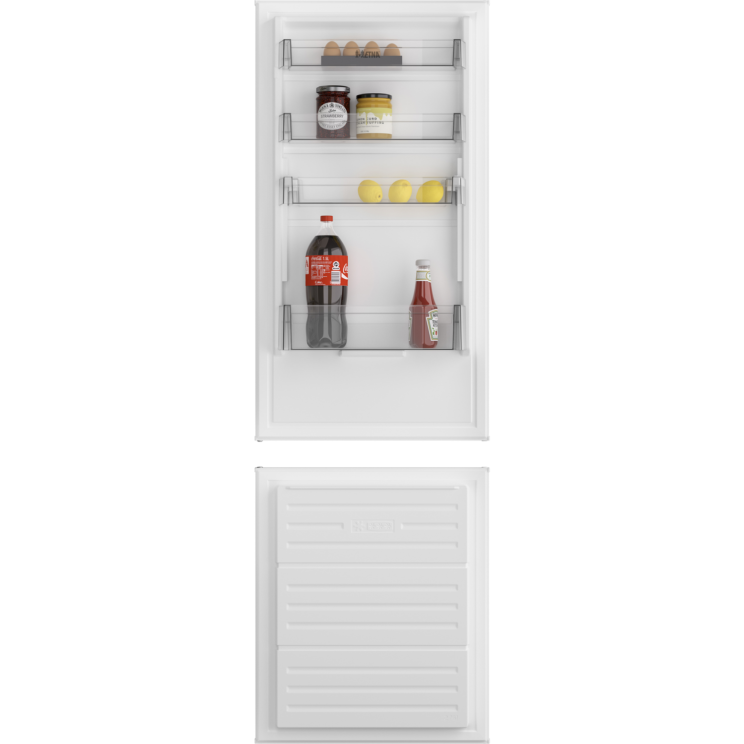 Fridge with food.