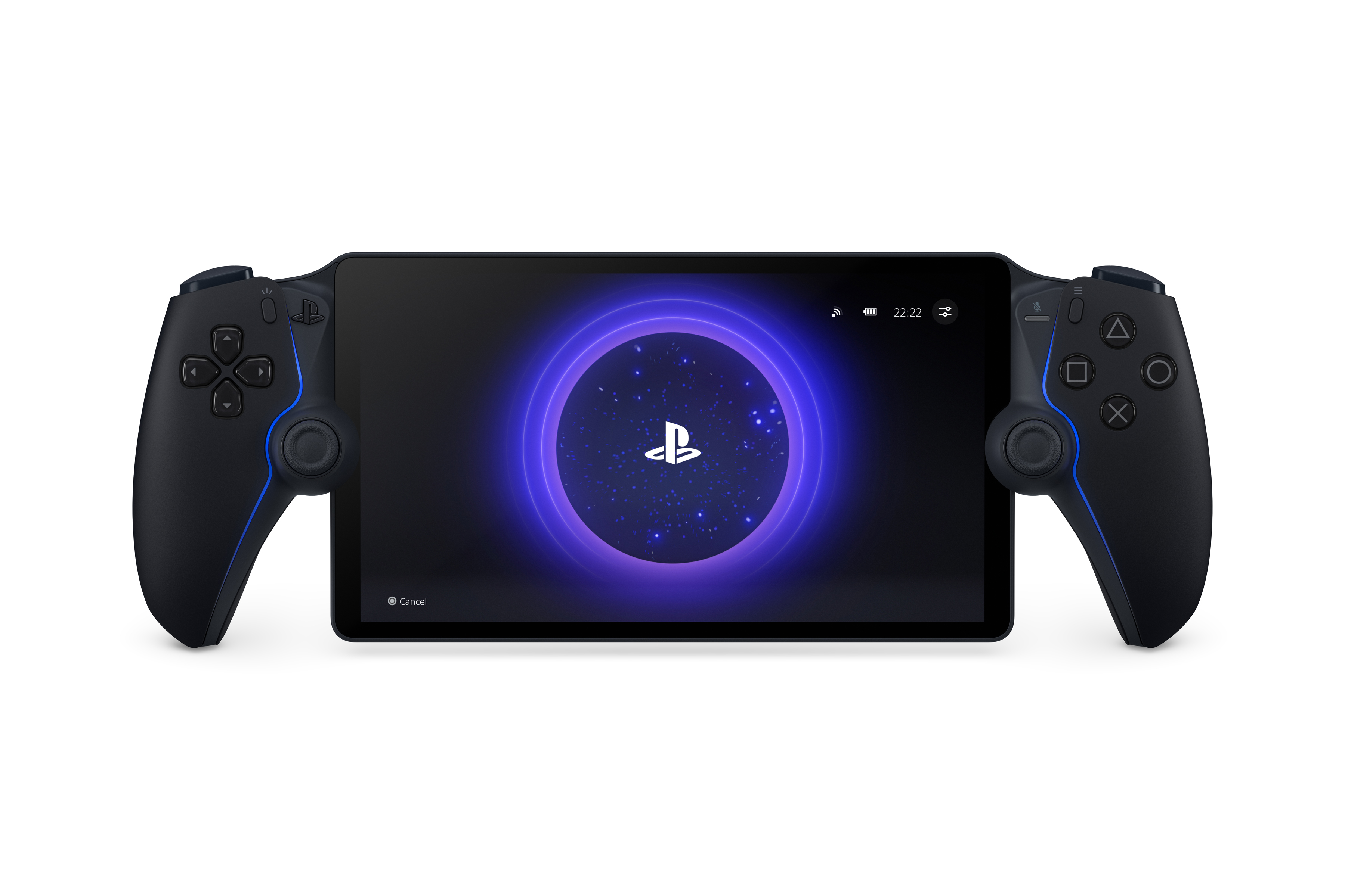 Her iki tarafında oyun kumandaları bulunan siyah tablet.