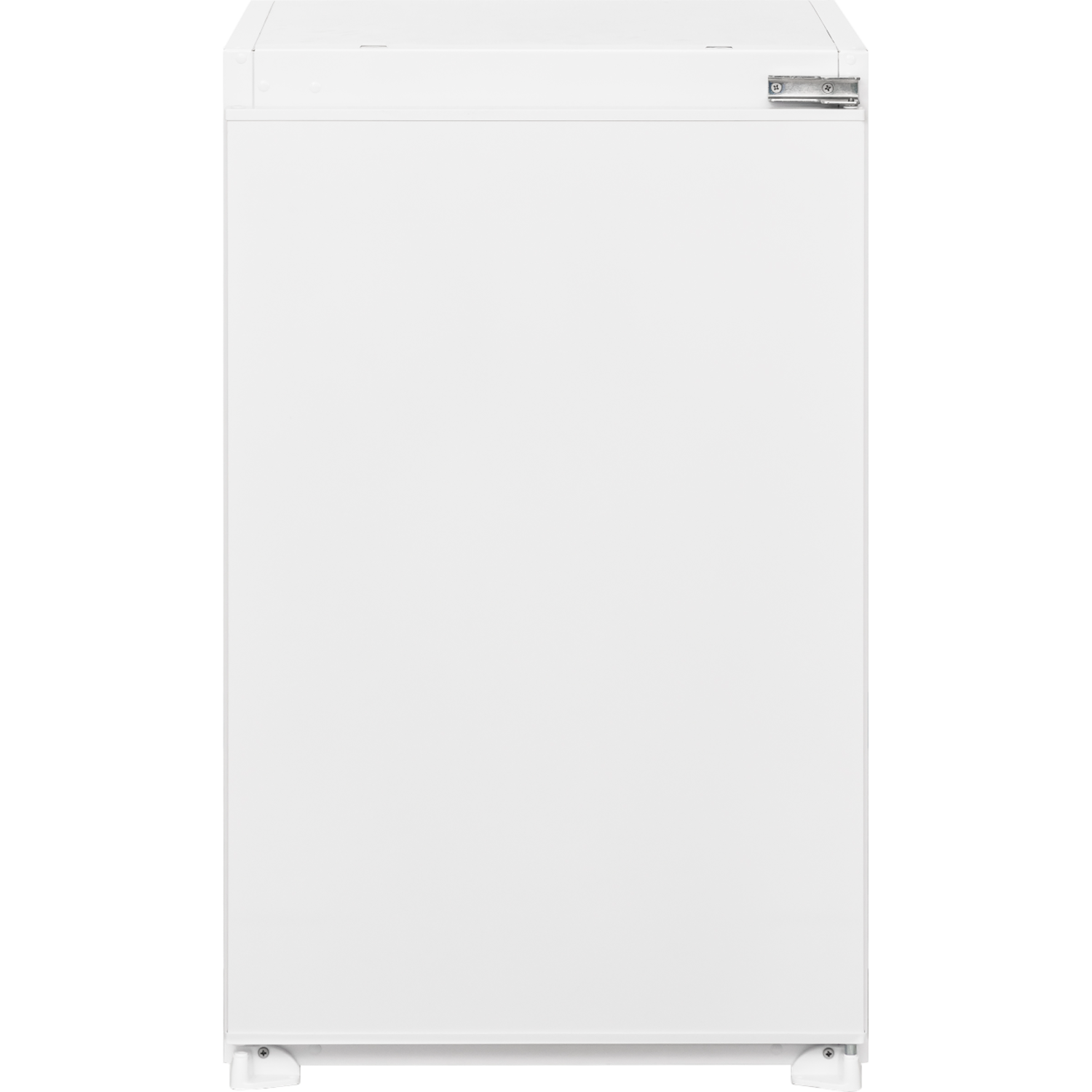 White refrigerator, top and bottom, front-facing door, black background.