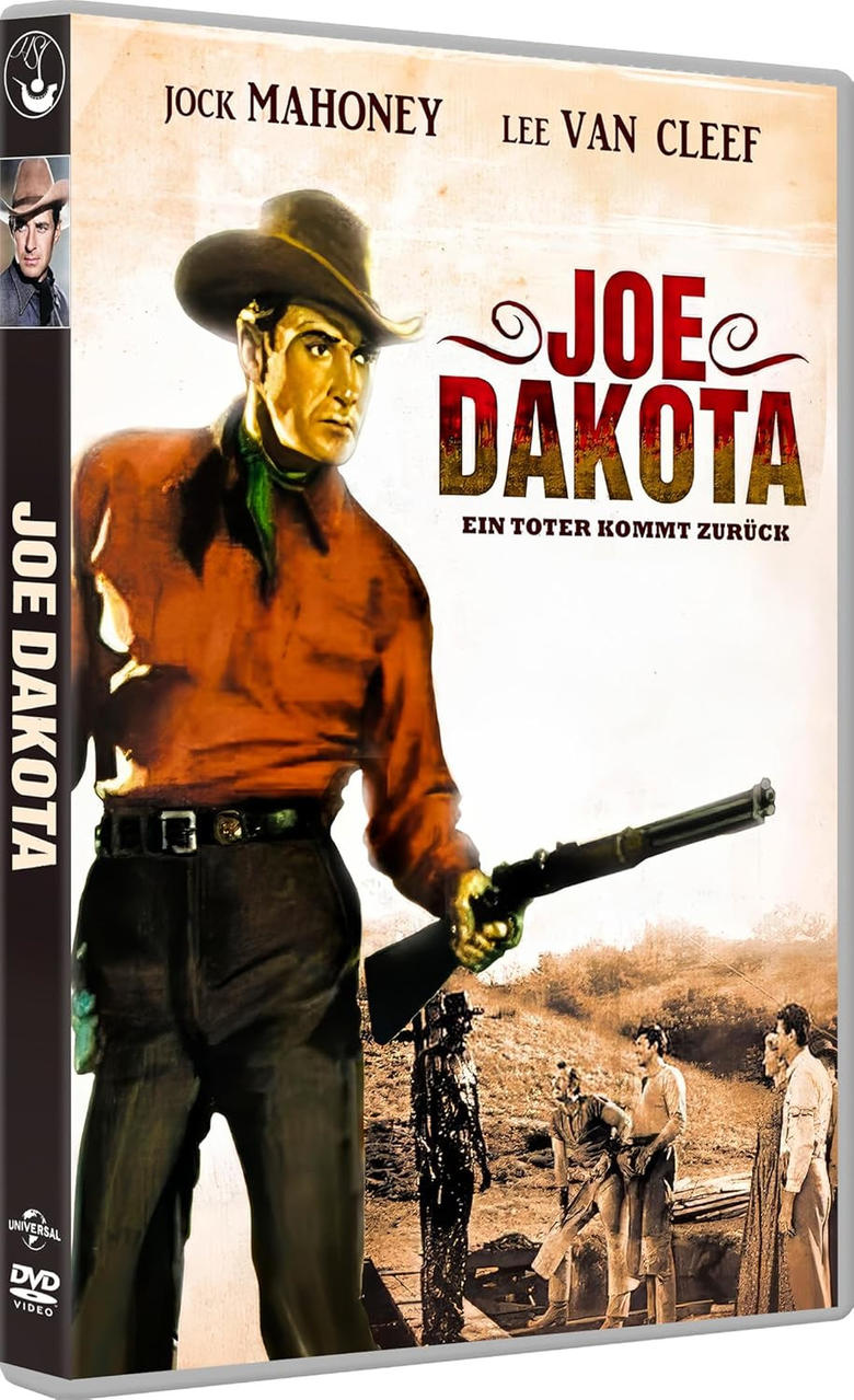 Ein Vintage-Filmplakat für 'Joe Dakota' mit einem Mann, der ein Gewehr hält.