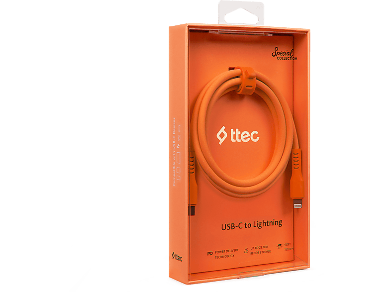 TTEC 2DK60NT USB-C- Lightning Hızlı Şarj Kablosu 120 cm Neon Turuncu