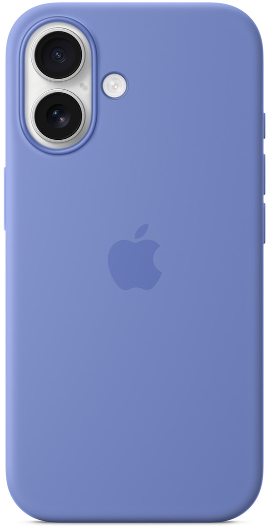Egy lila telefontok két kamerával és Apple logóval. A tok sima, lekerekített élekkel.