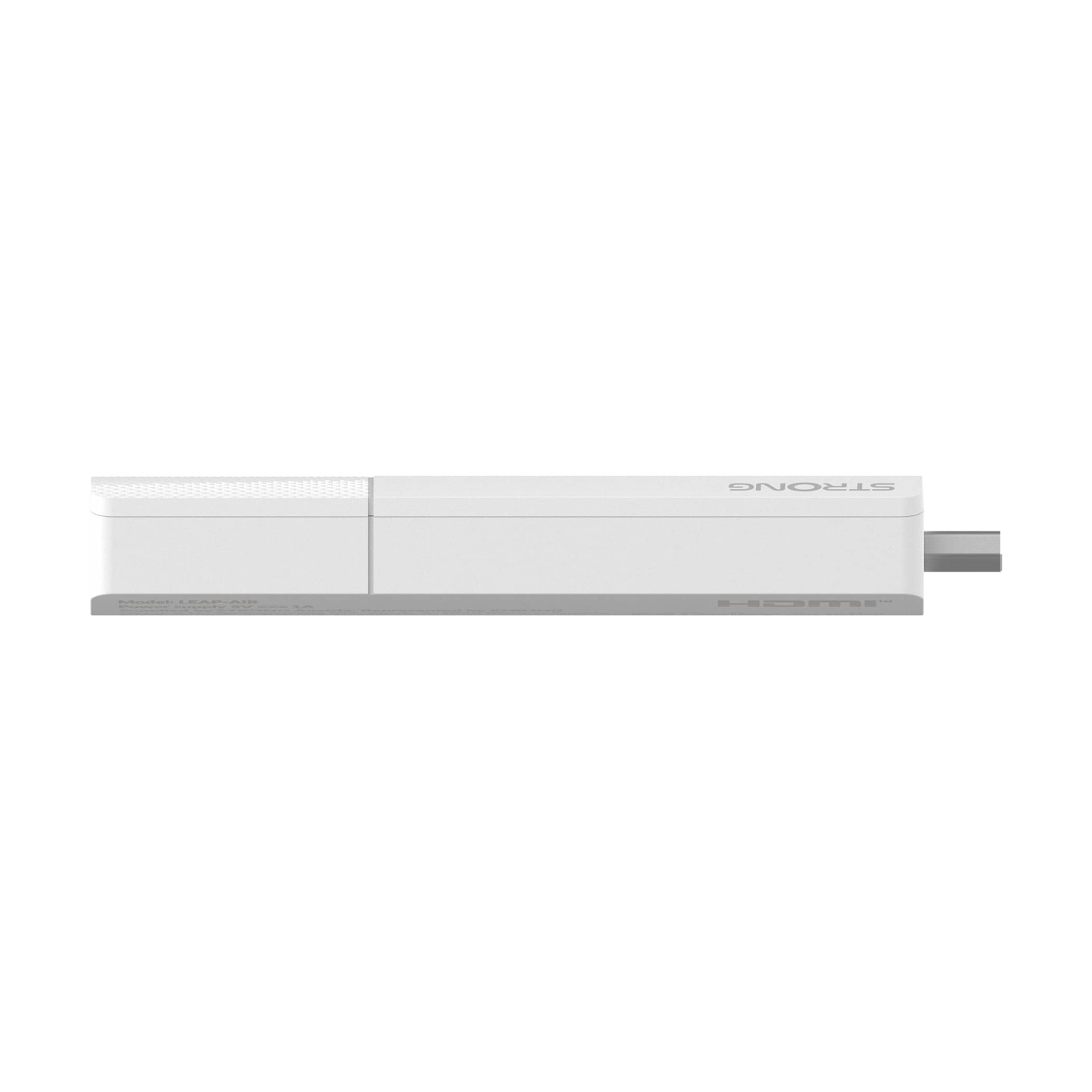 Dongle HDMI bianco. La parola STRONG è in alto. Il connettore HDMI è alla fine.