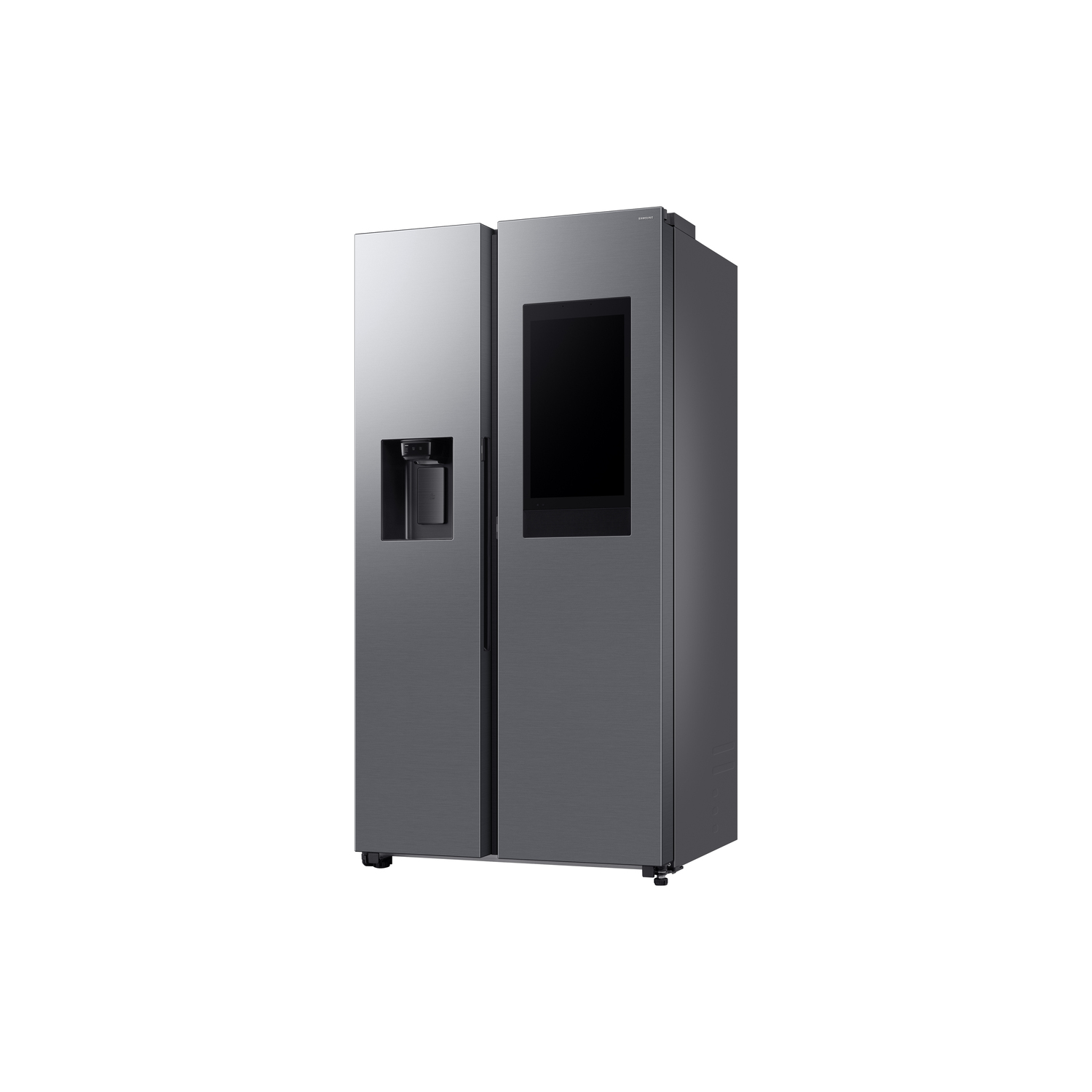 Een houten ventilator met zwarte bladen en poten, geïsoleerd.