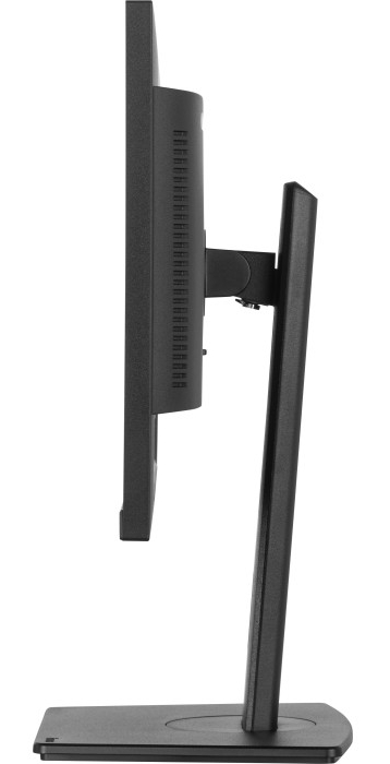 Widok z boku czarnego monitora komputerowego na stojaku.