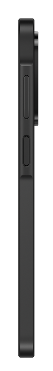 Widok z boku czarnego telefonu z przyciskami i aparatem.