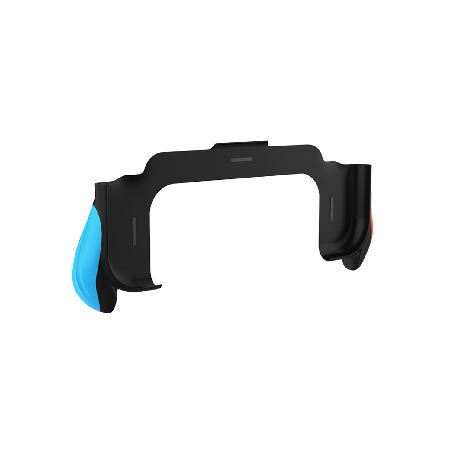 Poignée de contrôleur Switch noire avec des touches de bleu et de rouge.