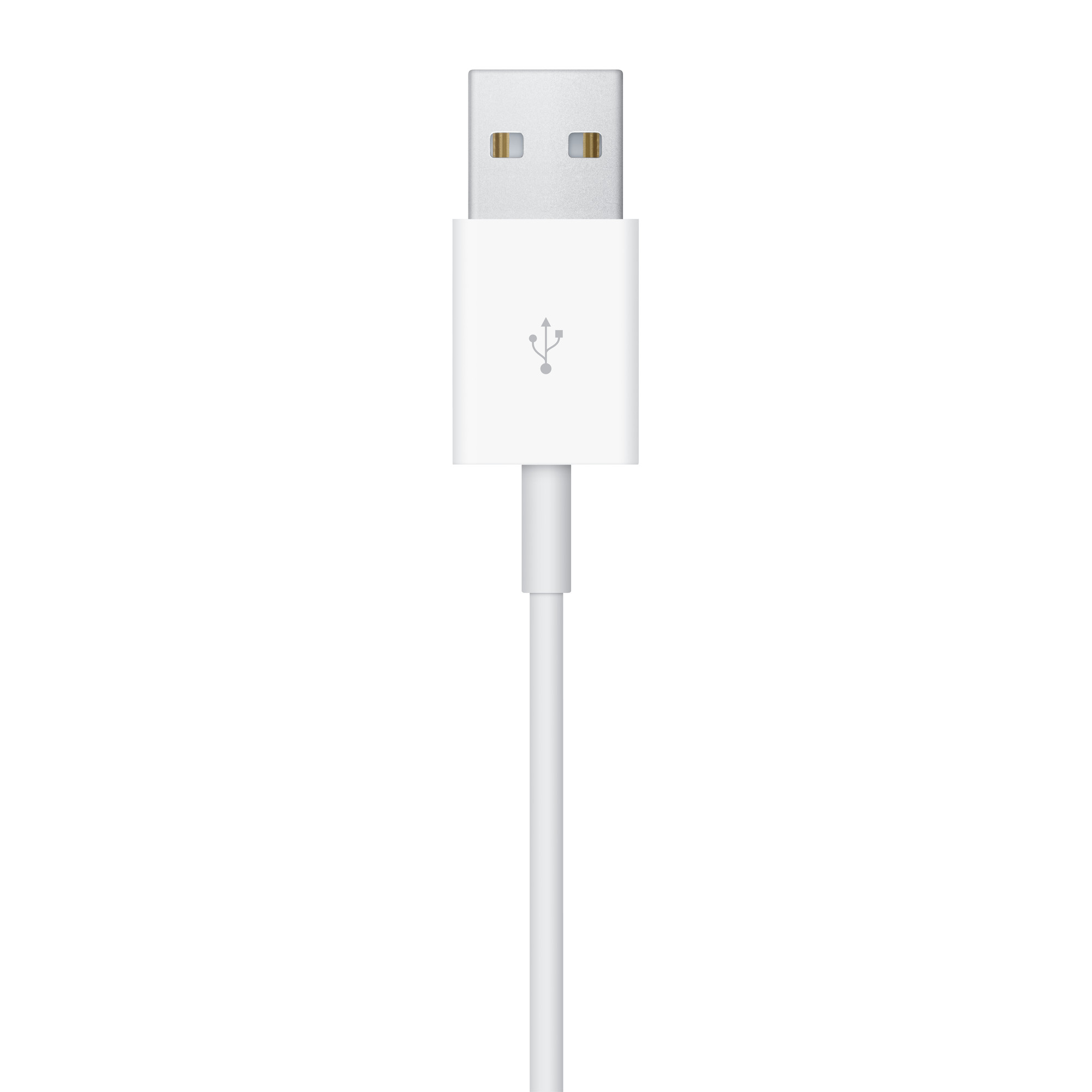 USB konektörlü beyaz USB kablosu. Beyaz arka plan.