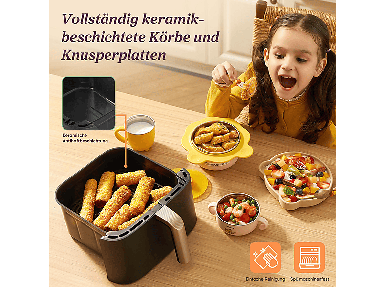 Cosori CAF-DC123S-Dder Airfryer Turbo Tower Pro Smart, Doppel-Heißluftfritteuse 4,3 l + 6,5 l, 2630 Watt, Schwarz — Foto 3 von 5
