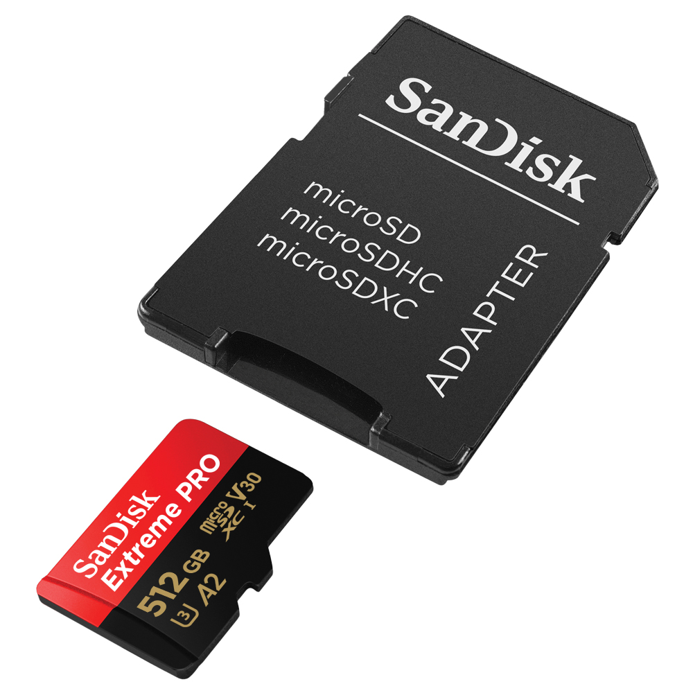Her ikisi de beyaz harflerle siyah bir SD kart ve microSD kartlar için bir adaptör.