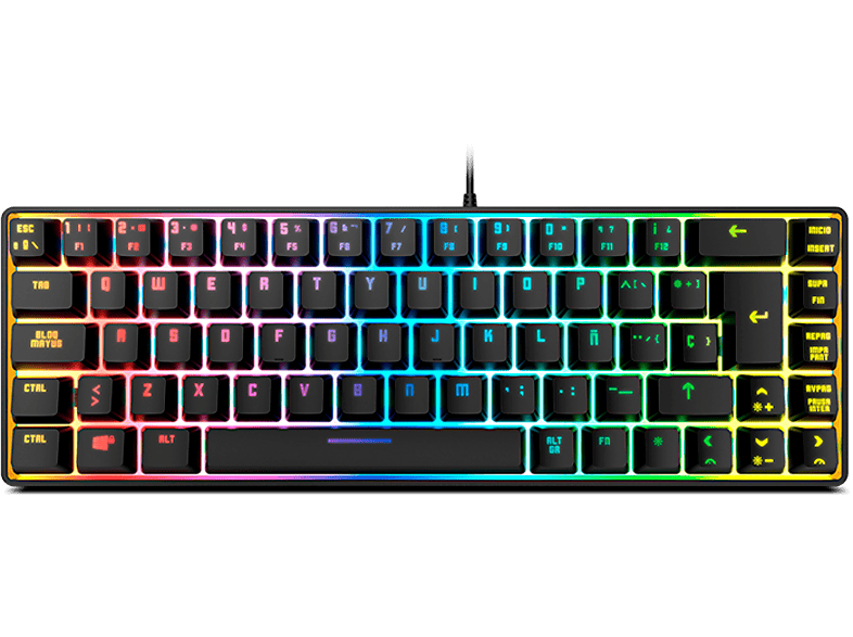 Teclado gaming - Krom Kalista, USB-C, Teclas iluminadas, Con cable, N-19 Anti-ghosting, Negro