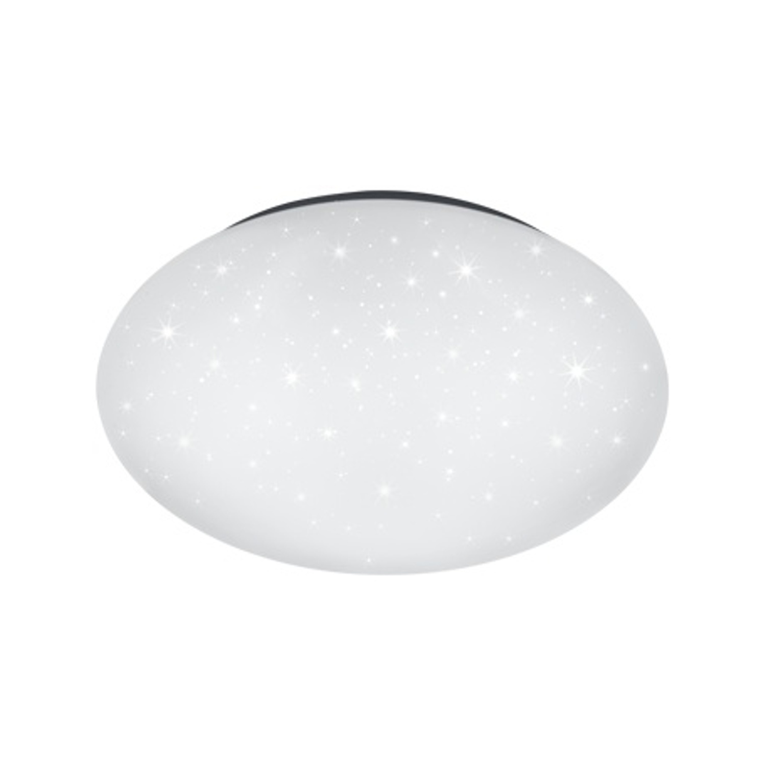 Una plafoniera ovale. Ha una superficie bianca con molte piccole stelle luminose.