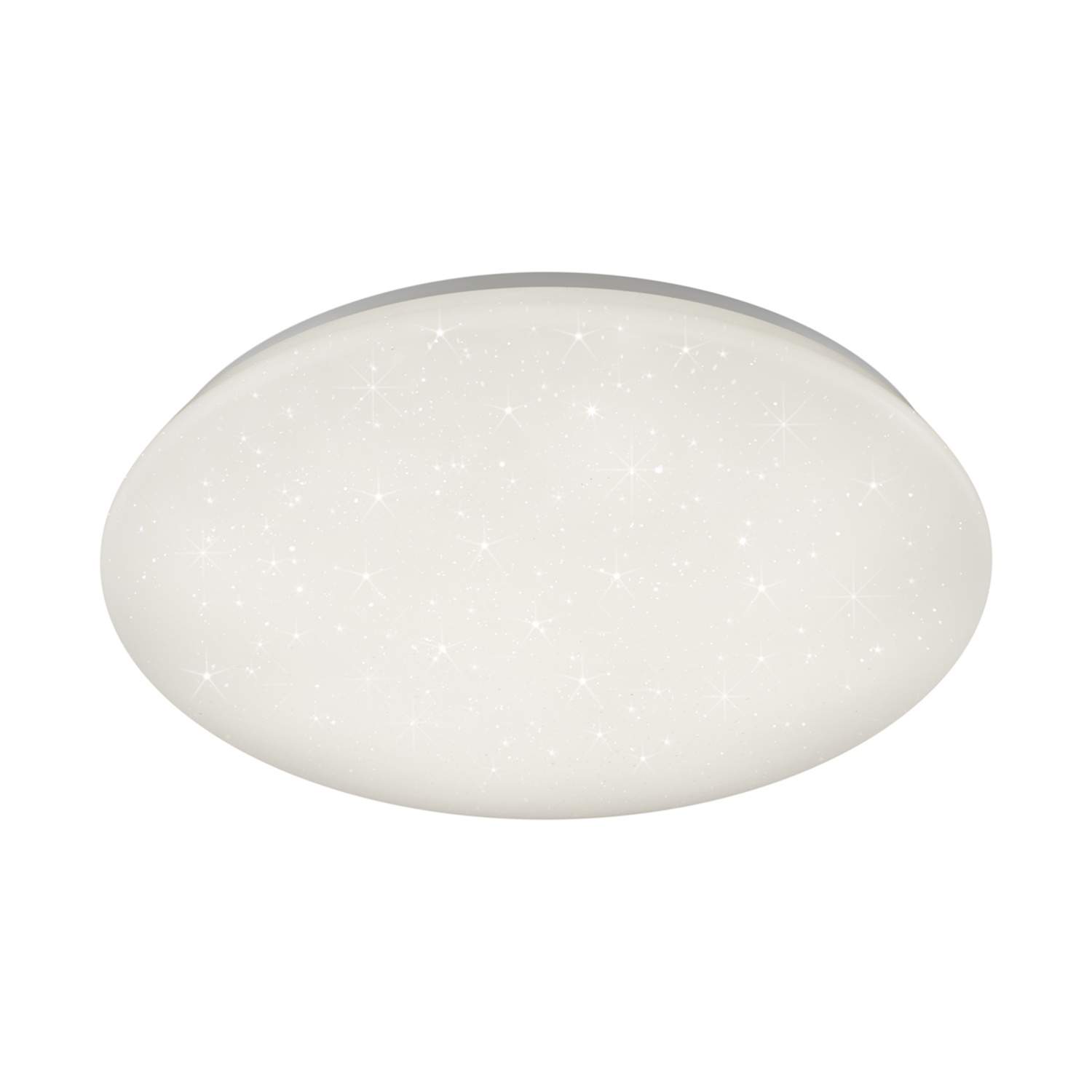 Una plafoniera ovale bianca con stelle incorporate. È un apparecchio a filo luminoso per l'illuminazione interna.