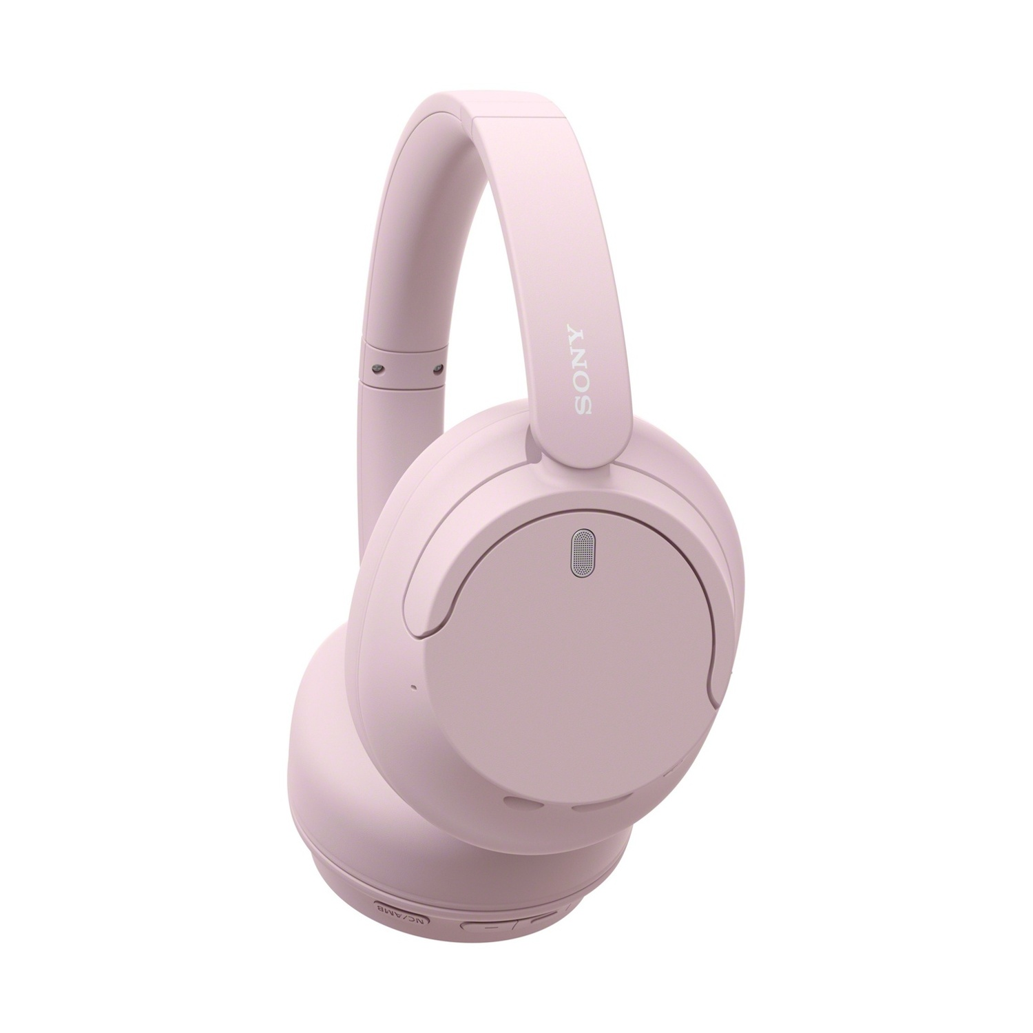 Cuffie rosa, vista frontale, isolate su sfondo bianco.
