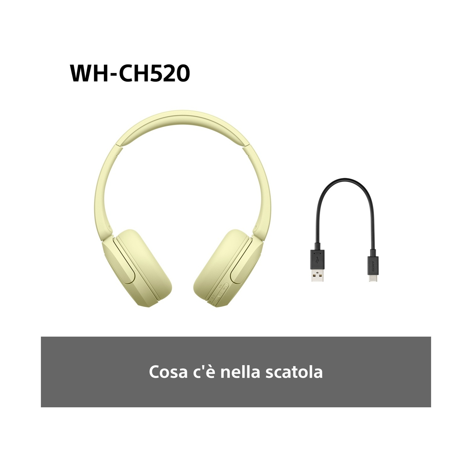 Cuffie verde chiaro e un cavo USB-C.
