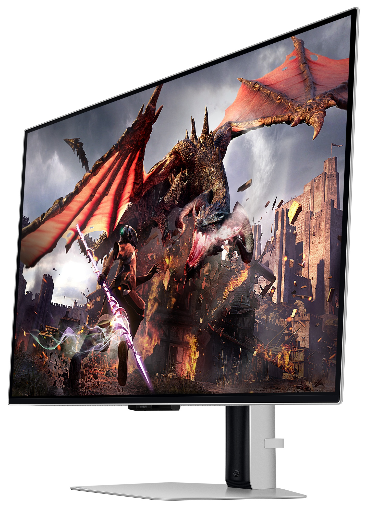 Osoba siedząca na schodach w czarnych słuchawkach i patrząca na smartfona.