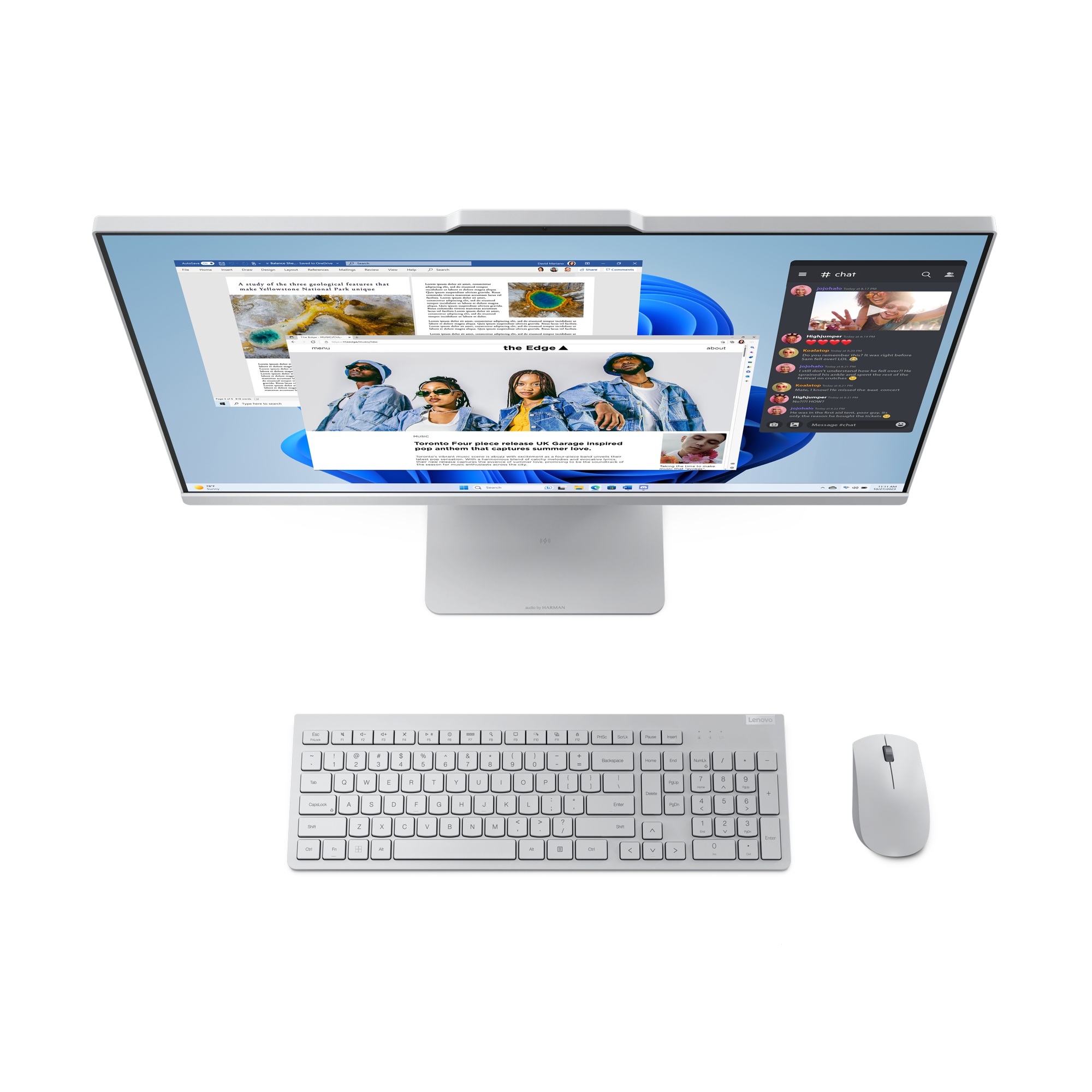 Siyah bir arka plan üzerinde bir monitör, klavye ve fare ile bir bilgisayar kurulumu. Monitör bir web sayfası görüntülüyor.