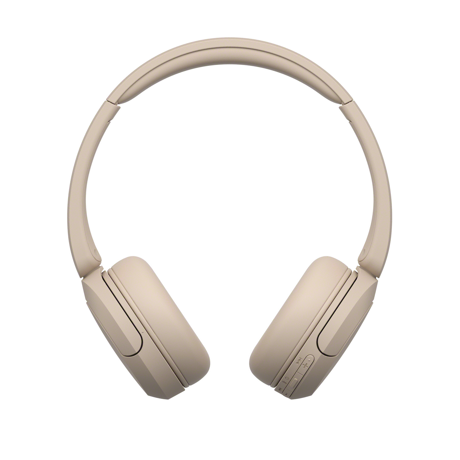 Auriculares beige, vista superior. Auriculares y diadema conectados.