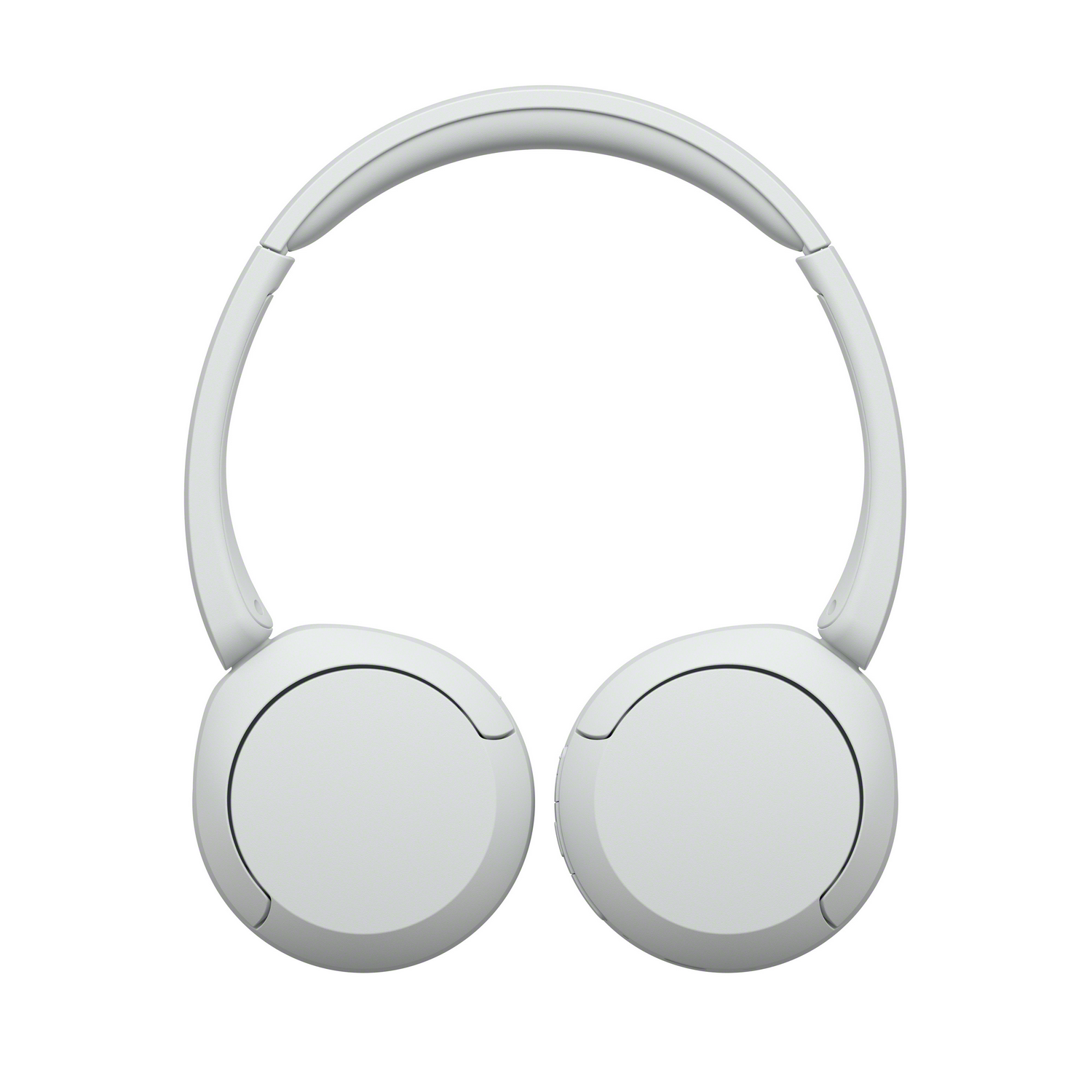 Auriculares blancos con un diseño suave, vistos sobre un fondo blanco liso.
