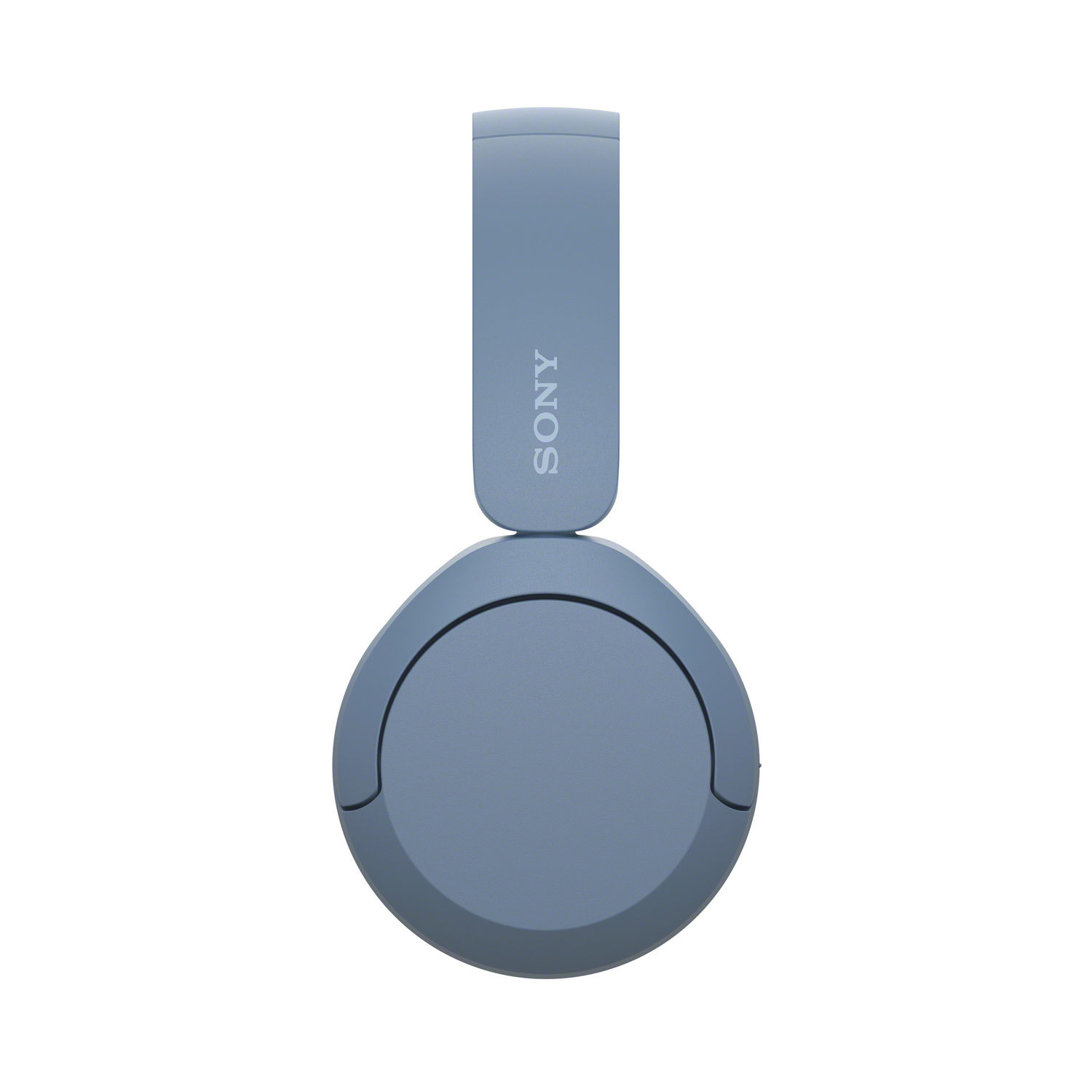 Auriculares Sony azules en vista superior, mostrando los auriculares y la diadema sobre fondo blanco.