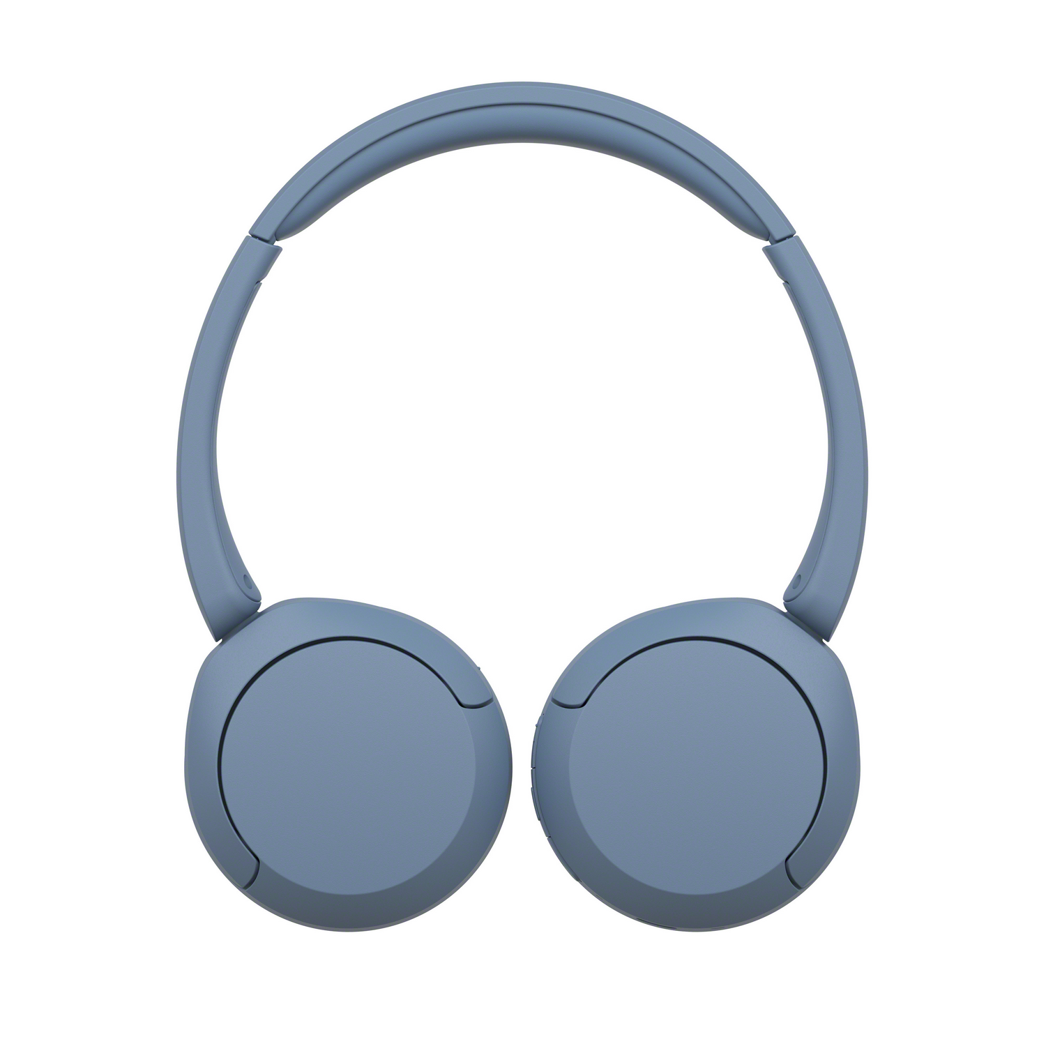 Auriculares Sony azules, vista superior, mostrando los auriculares y la diadema sobre fondo blanco.