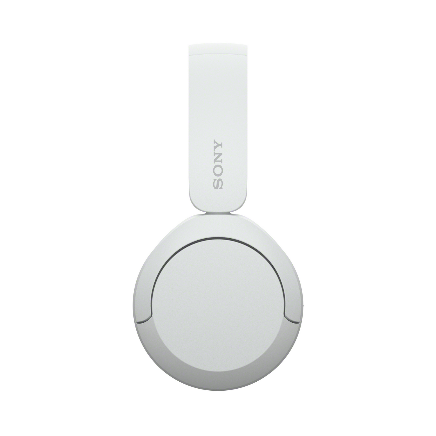 Auriculares Sony blancos, vista frontal, diseño simple, fondo blanco.