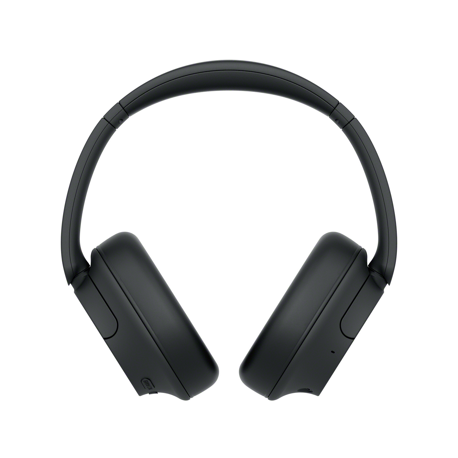 Auriculares negros, vista cenital. Se ven las orejeras y la diadema.