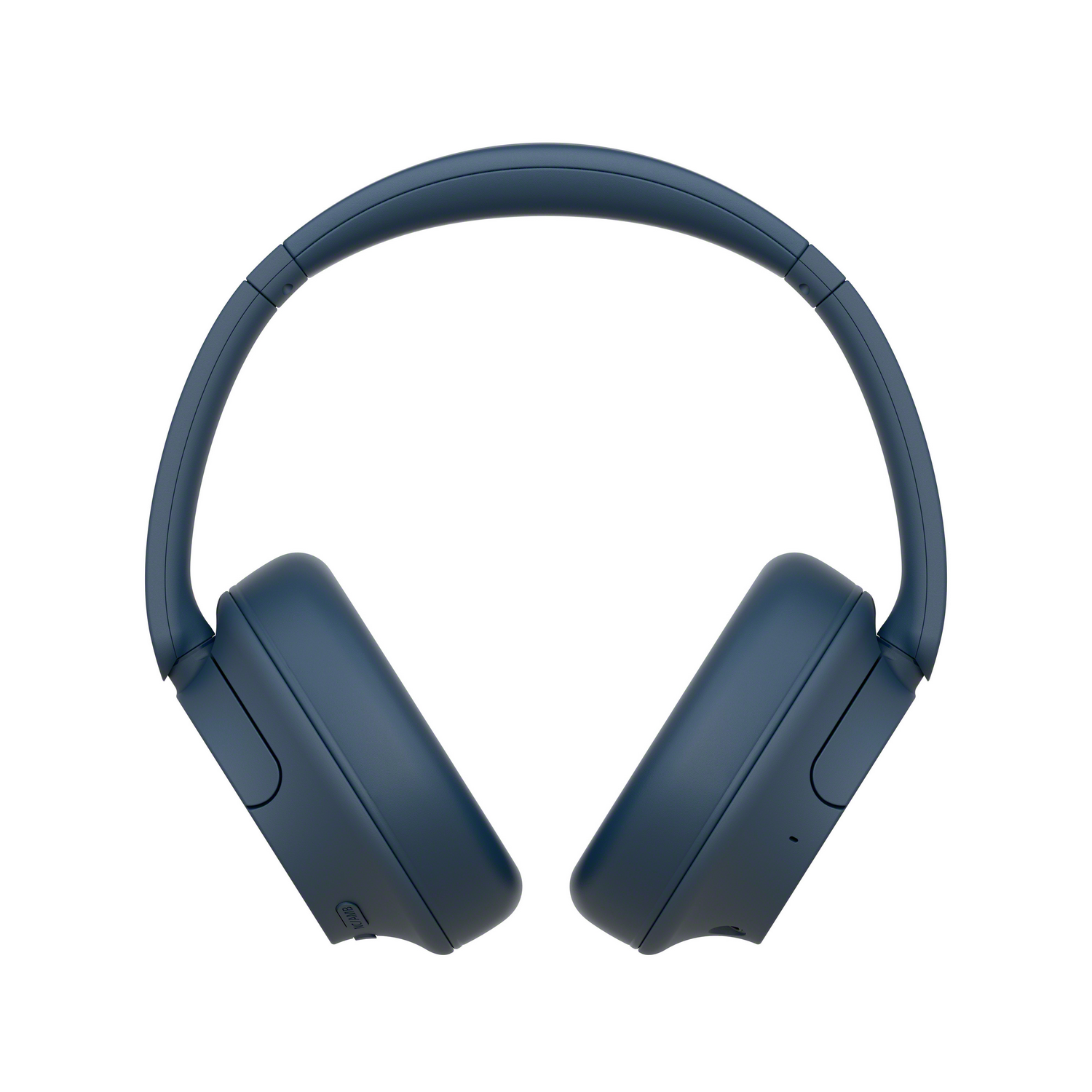 Auriculares azules sobre fondo blanco. Los auriculares tienen forma de arco.