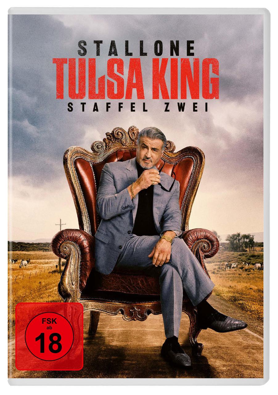 DVD-Cover mit Sylvester Stallone im Anzug, der auf einem Stuhl sitzt.