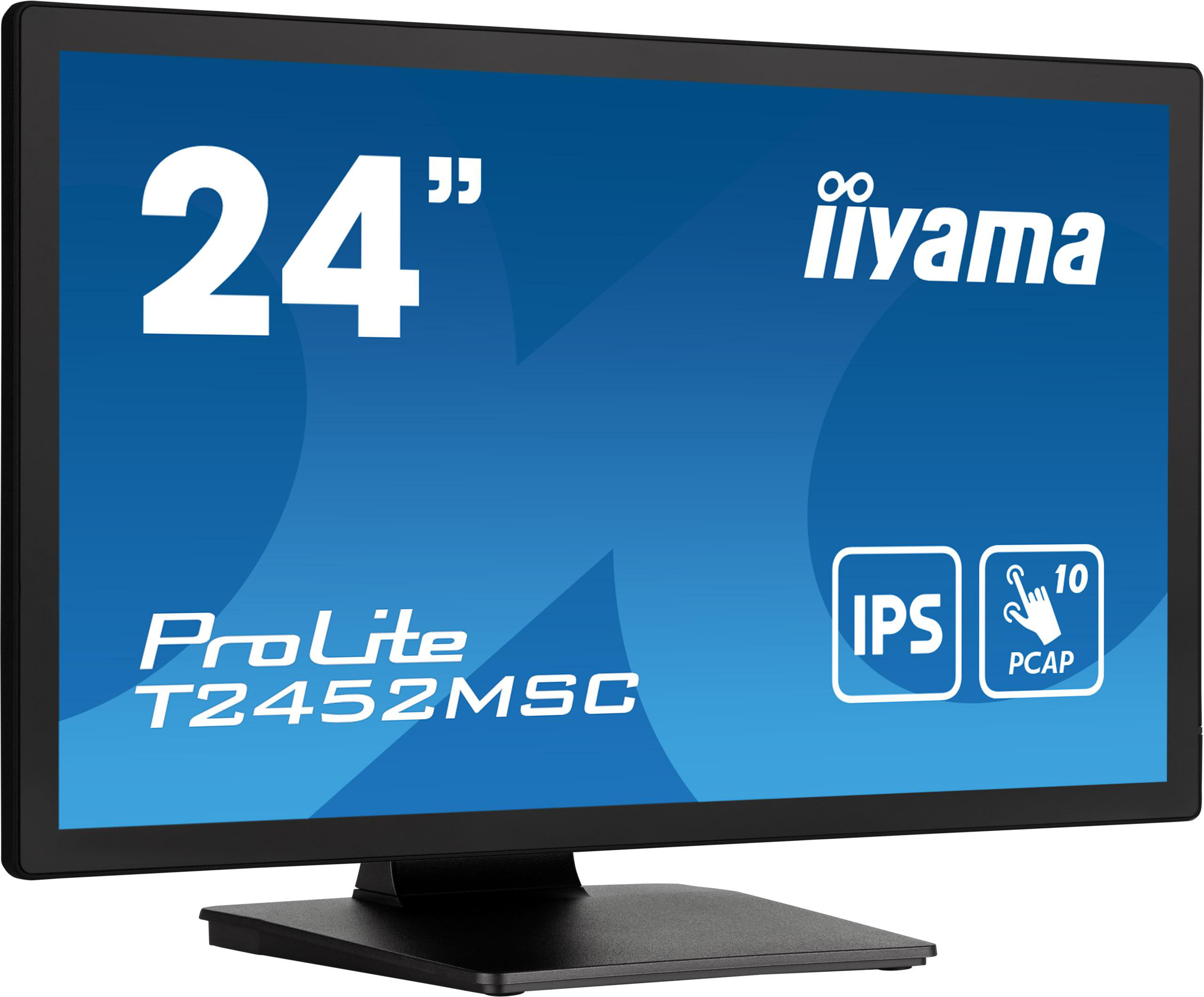 Ein schwarzer Computermonitor mit dem Text „24“ und „iiyama“ auf dem Bildschirm.