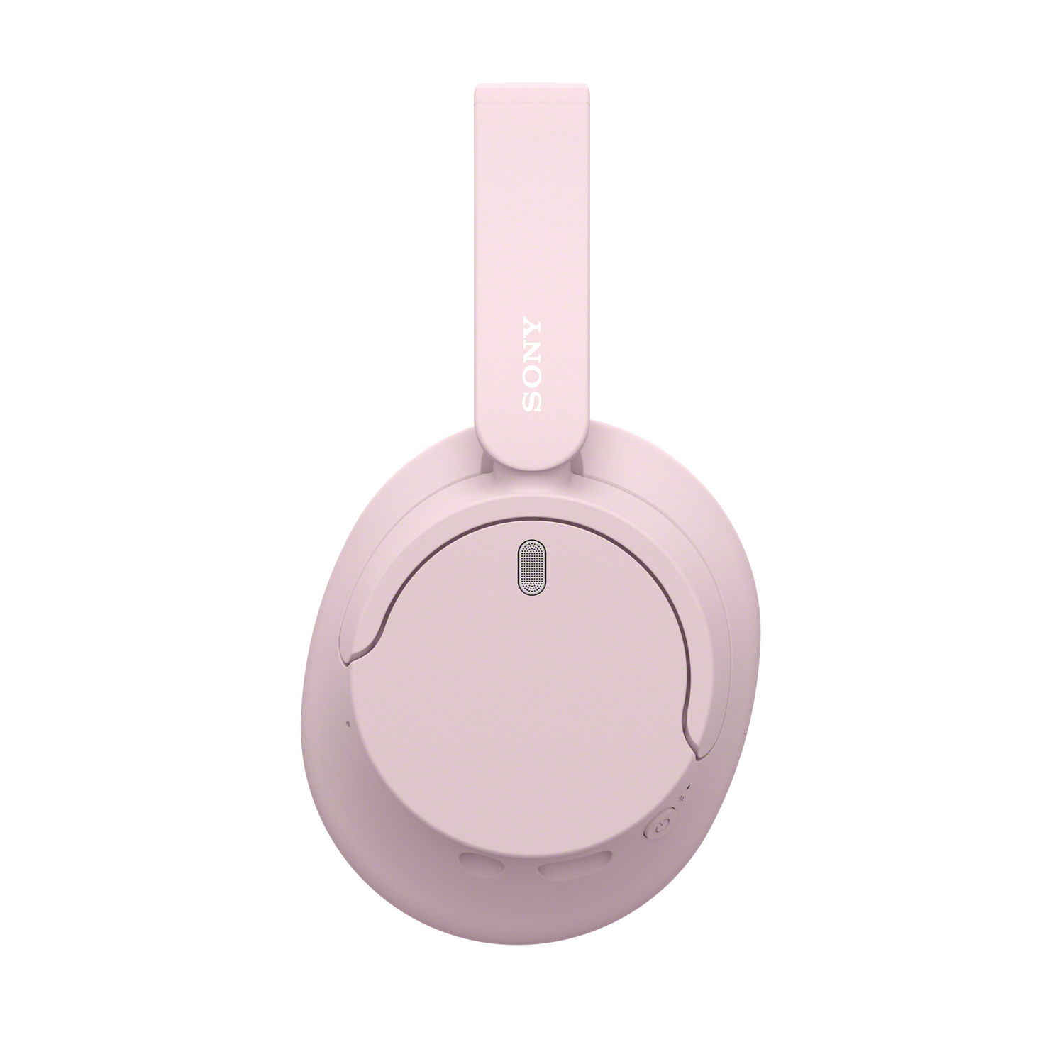Auriculares Sony rosas, vista superior, con diseño y controles sencillos.