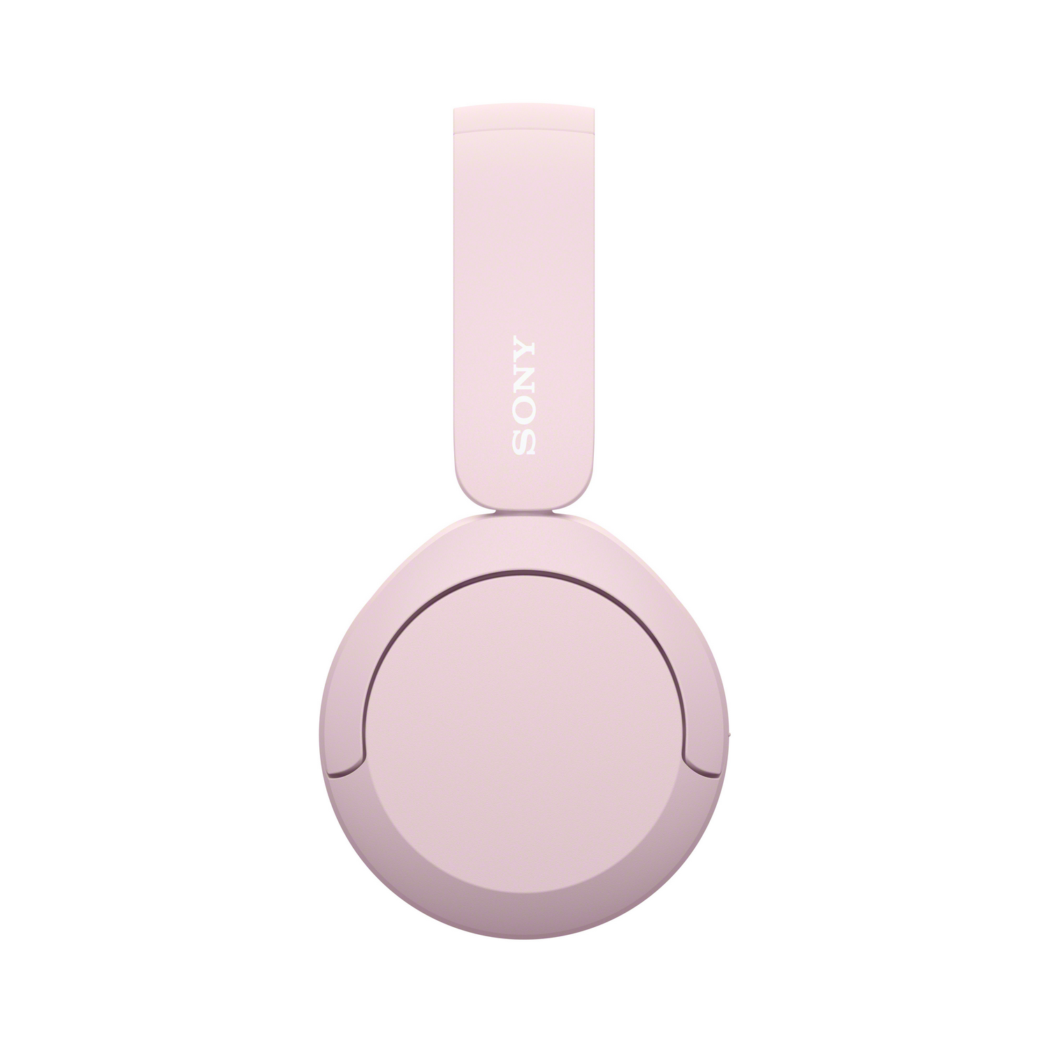 Auriculares supraaurales rosa claro con el logo de Sony en la diadema, sobre fondo blanco.