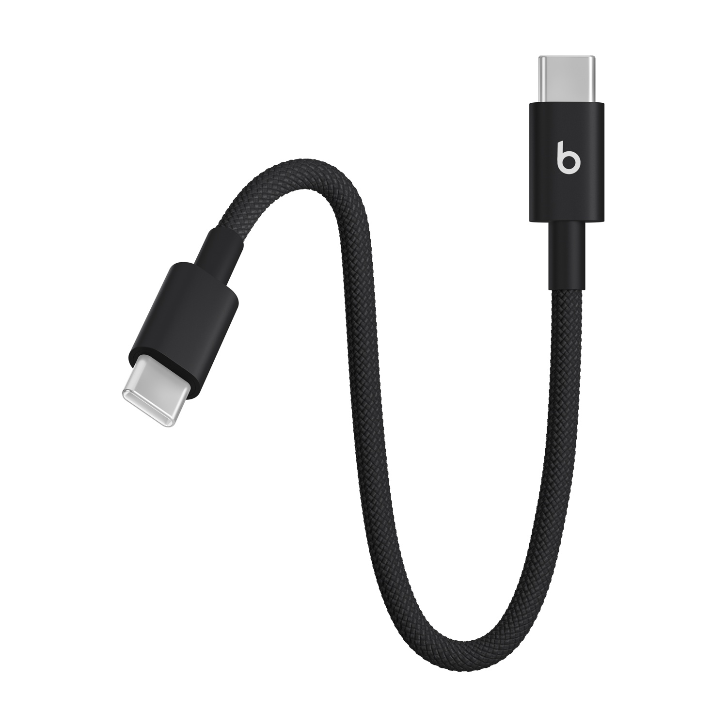 Cavo USB-C nero con logo Beats su un'estremità.