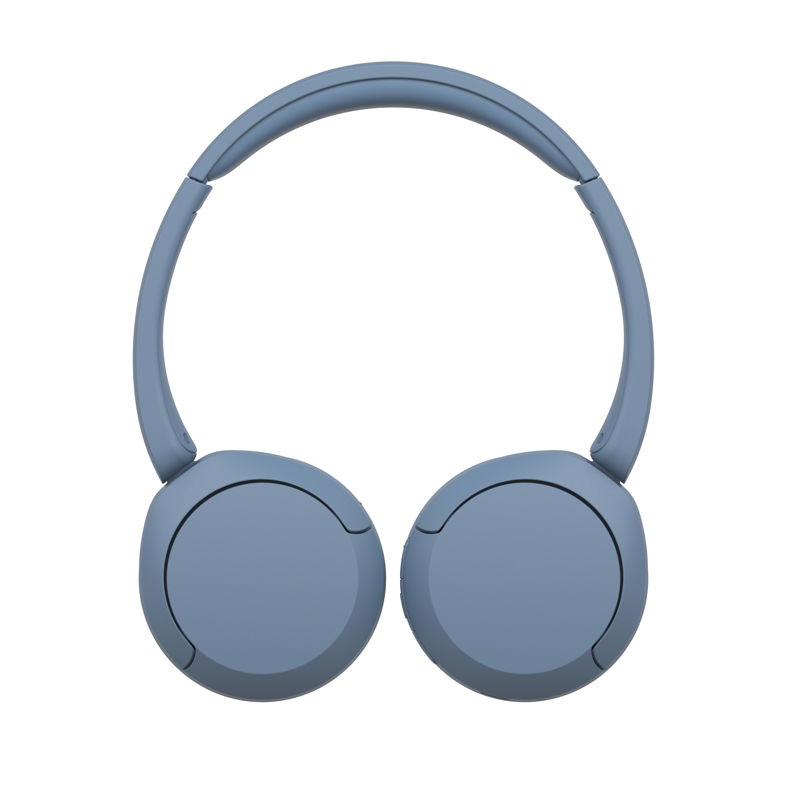 Ein Paar hellblaue Over-Ear-Kopfhörer. Sie haben ein schlichtes, abgerundetes Design.