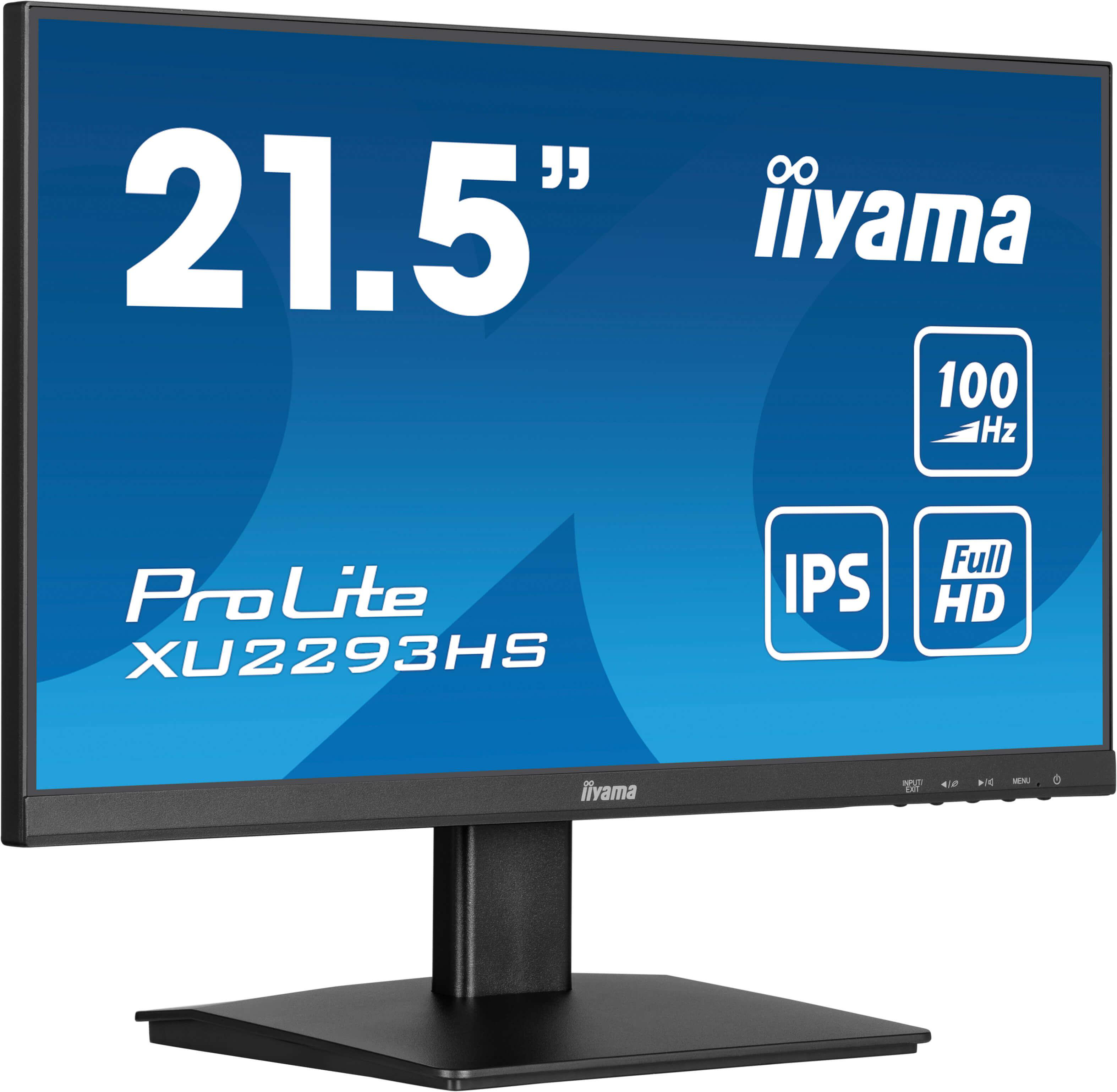 21,5 Zoll iiyama ProLite Monitor mit schwarzem Ständer, IPS und Full HD.