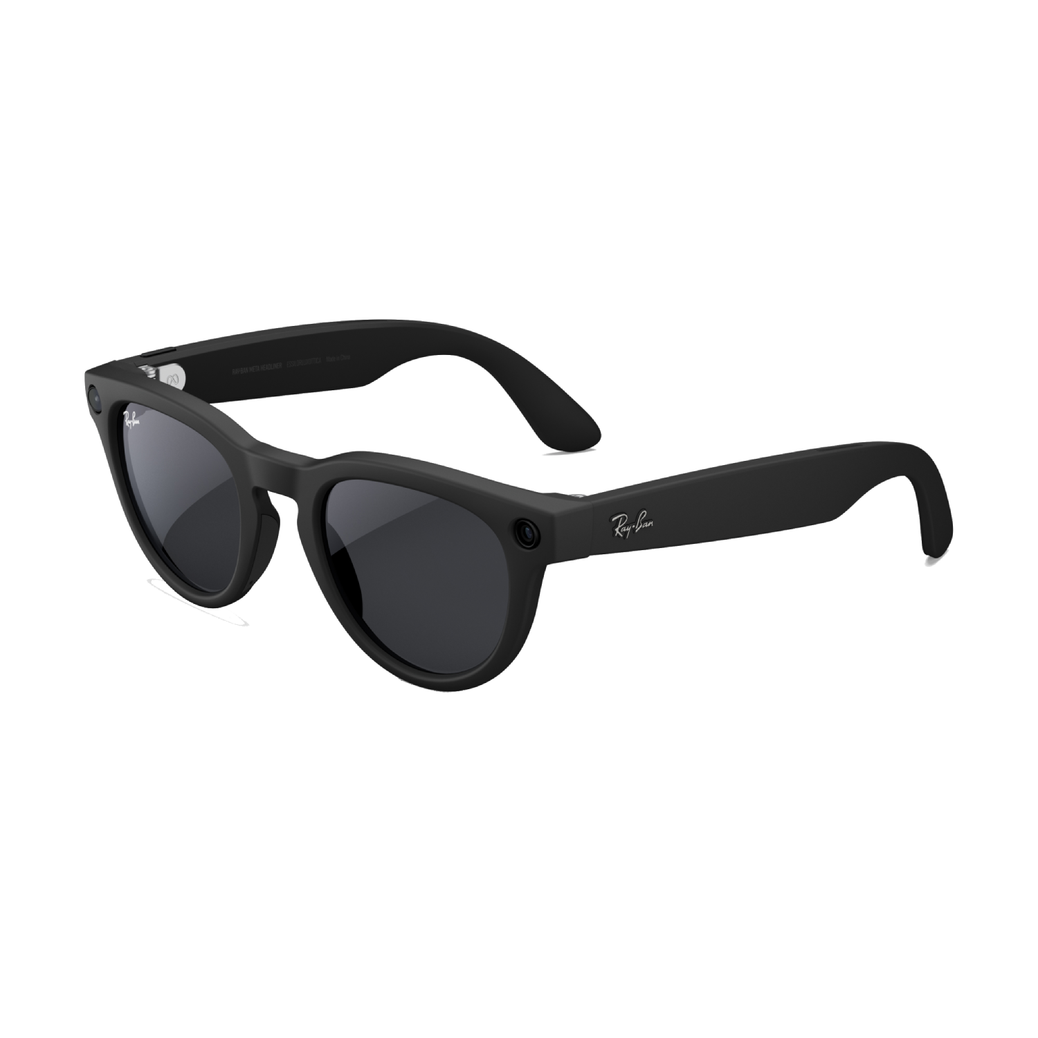 Gafas de sol Ray-Ban negras sobre fondo negro. Las gafas están cerradas, y el logo Ray-Ban es visible.