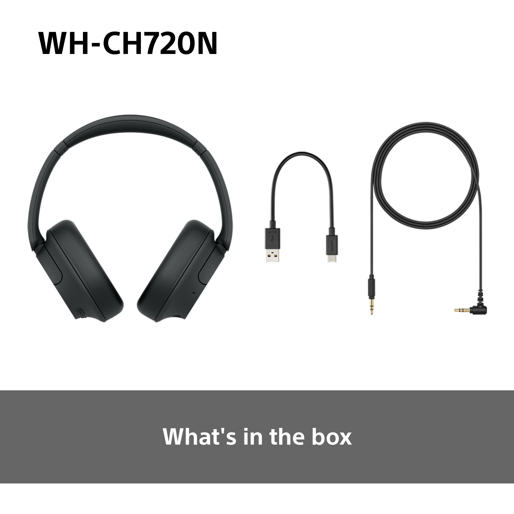 Kopfhörer, ein USB-Kabel und ein Kopfhörerkabel mit dem Text 'Was ist in der Box'.