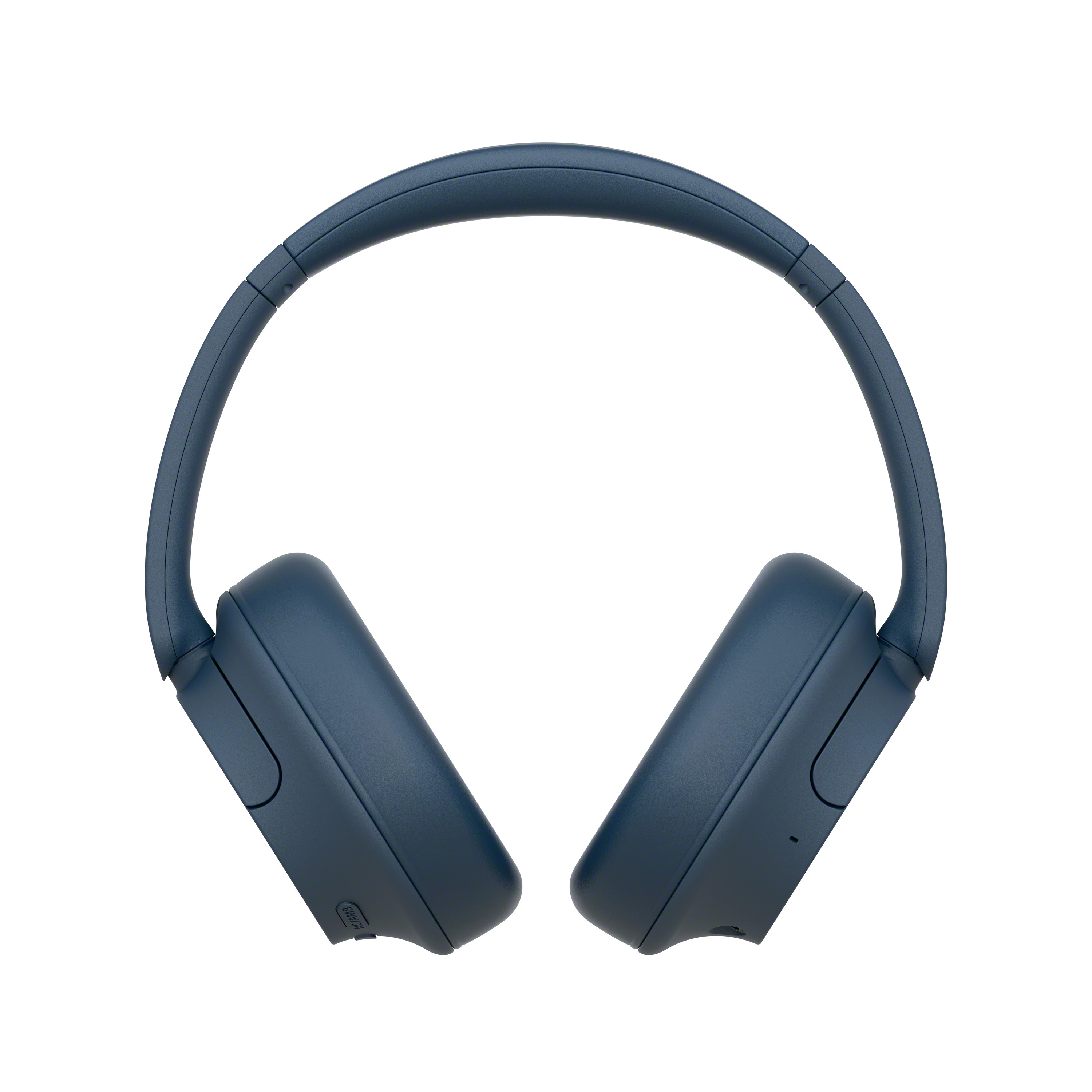 Casque bleu sur fond blanc. Le casque est circum-auriculaire, avec un design arrondi.
