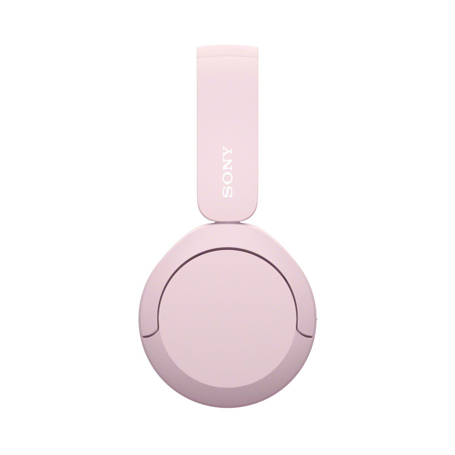 Roze Sony-hoofdtelefoon, studio-opname, witte achtergrond, vooraanzicht.
