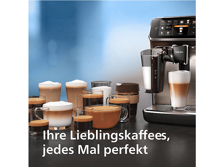 PHILIPS EP5447/90 Serie 5400 LatteGo 11 Kaffeespezialitäten Kaffeevollautomat Schwarz/Chrom
