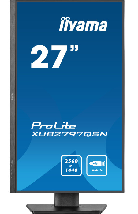 27-calowy monitor iiyama ProLite ze specyfikacją: rozdzielczość 2560 x 1440 i port USB-C.