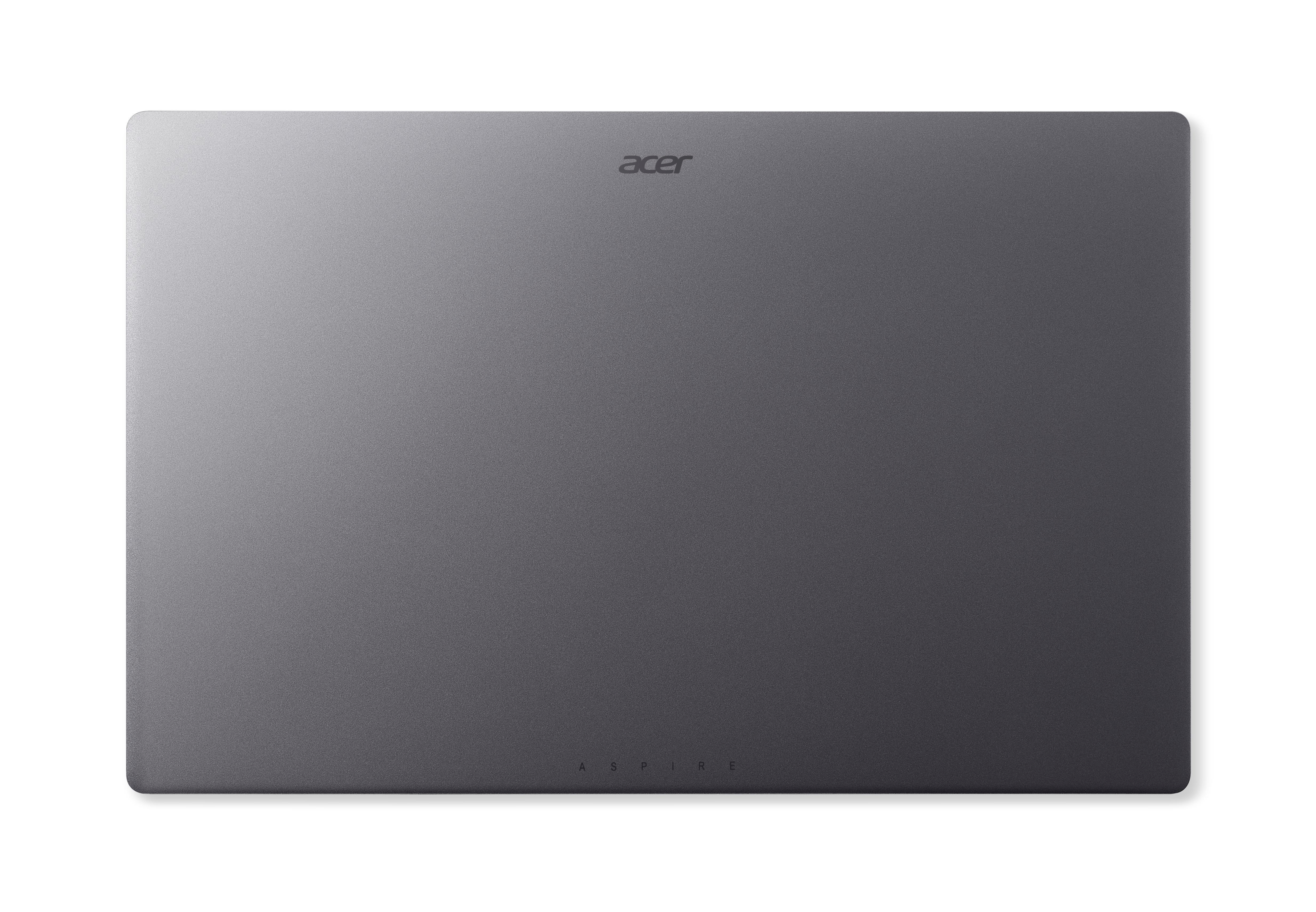 Rückseite des Laptops mit Acer-Logo. Text "ASPIRE" unten.