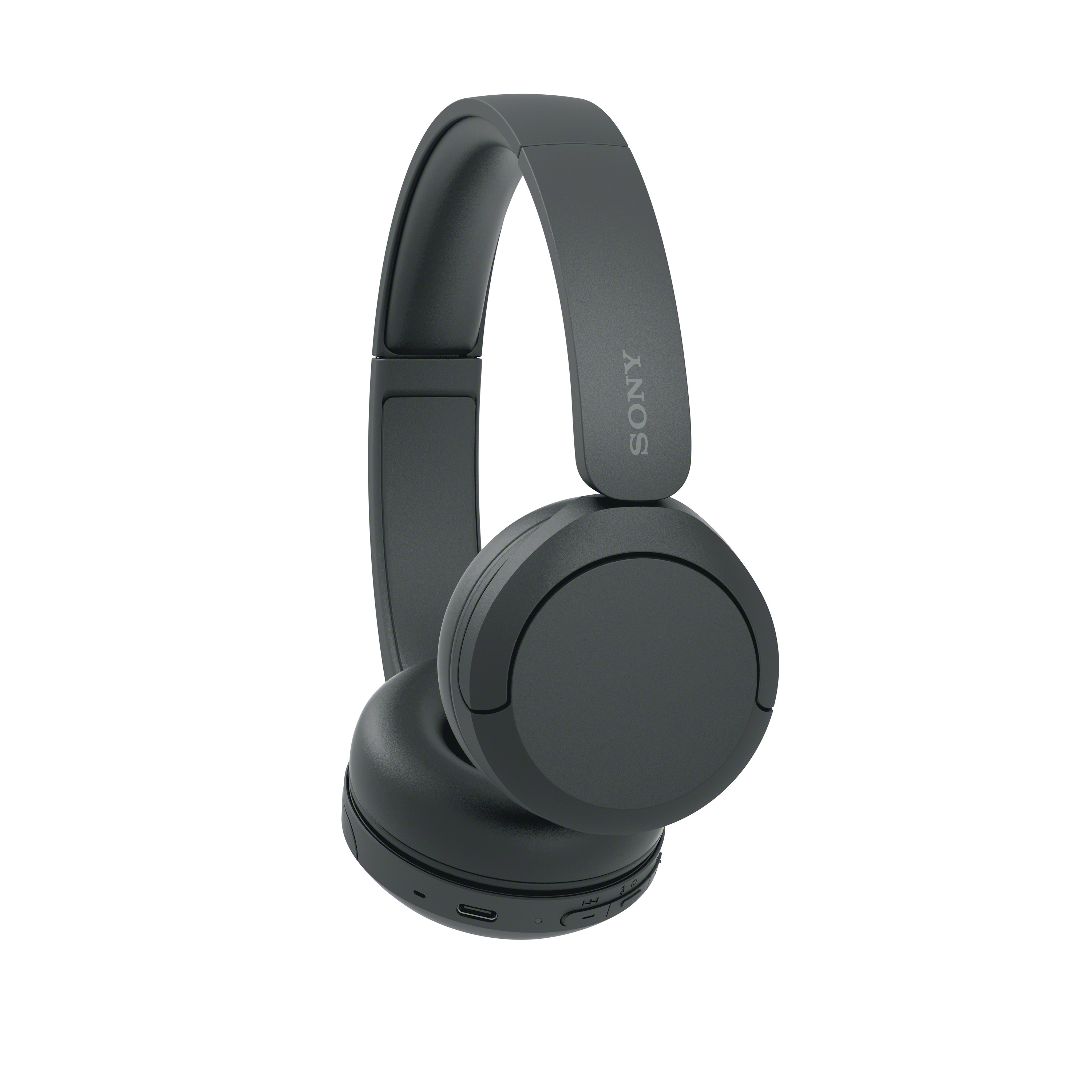 Dunkelgrauer Sony-Kopfhörer, Over-Ear-Design, mit sichtbarem Markennamen.