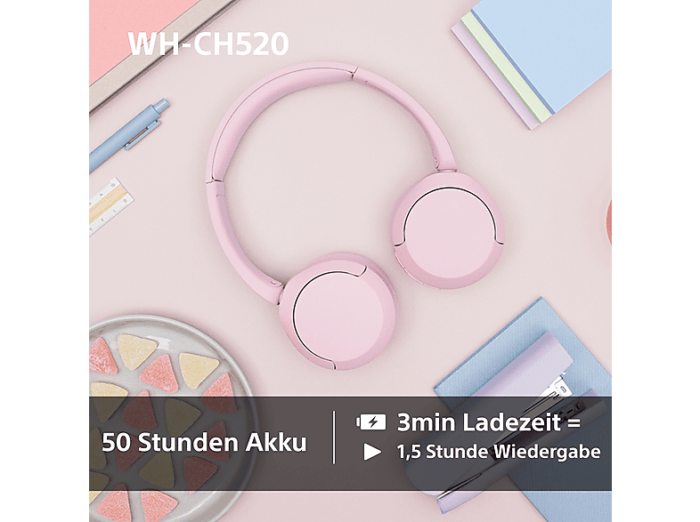 Sony WH-CH520 kabellose Bluetooth Kopfhörer – bis zu 50 Stunden Akkulaufzeit mit Schnellladefunktion, On-Ear-Stil – Schwarz — Foto 4 von 5