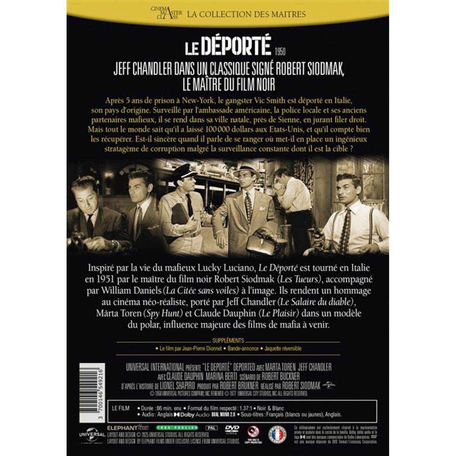 Affiche de film : Le Déporté, noir et blanc, avec acteurs et crédits.